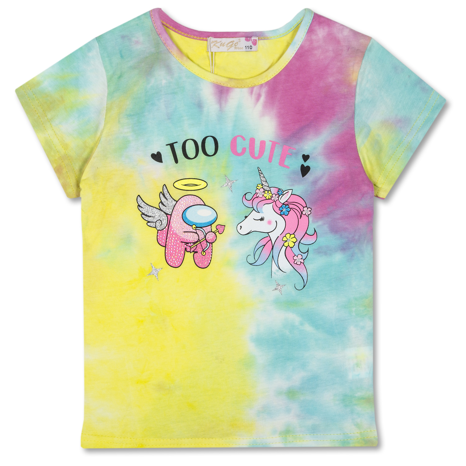 Dívčí triko - KUGO TM7217, tyrkysová/ žlutá/ růžová Barva: Mix barev, Velikost: 104