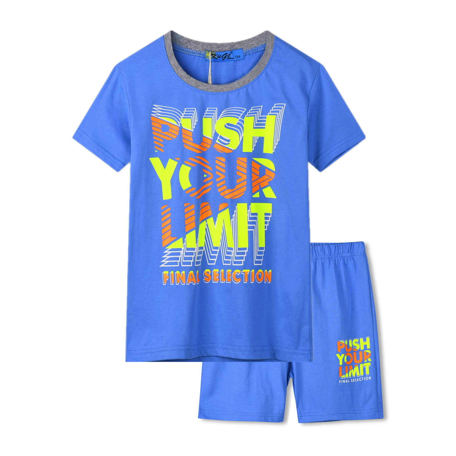 Chlapecké letní pyžamo - KUGO MP1368, modrá Barva: Modrá, Velikost: 140