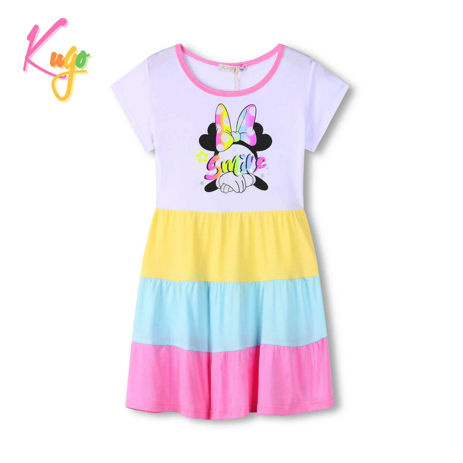 Dívčí šaty - KUGO MS1721, růžová Barva: Růžová, Velikost: 104