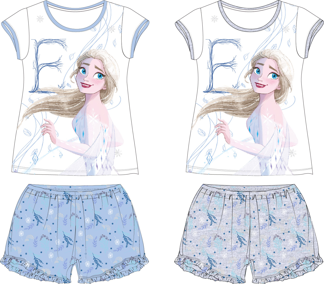 Frozen - licence Dívčí letní pyžamo - Frozen 52049462, bílá/ světle modrá Barva: Bílá, Velikost: 110