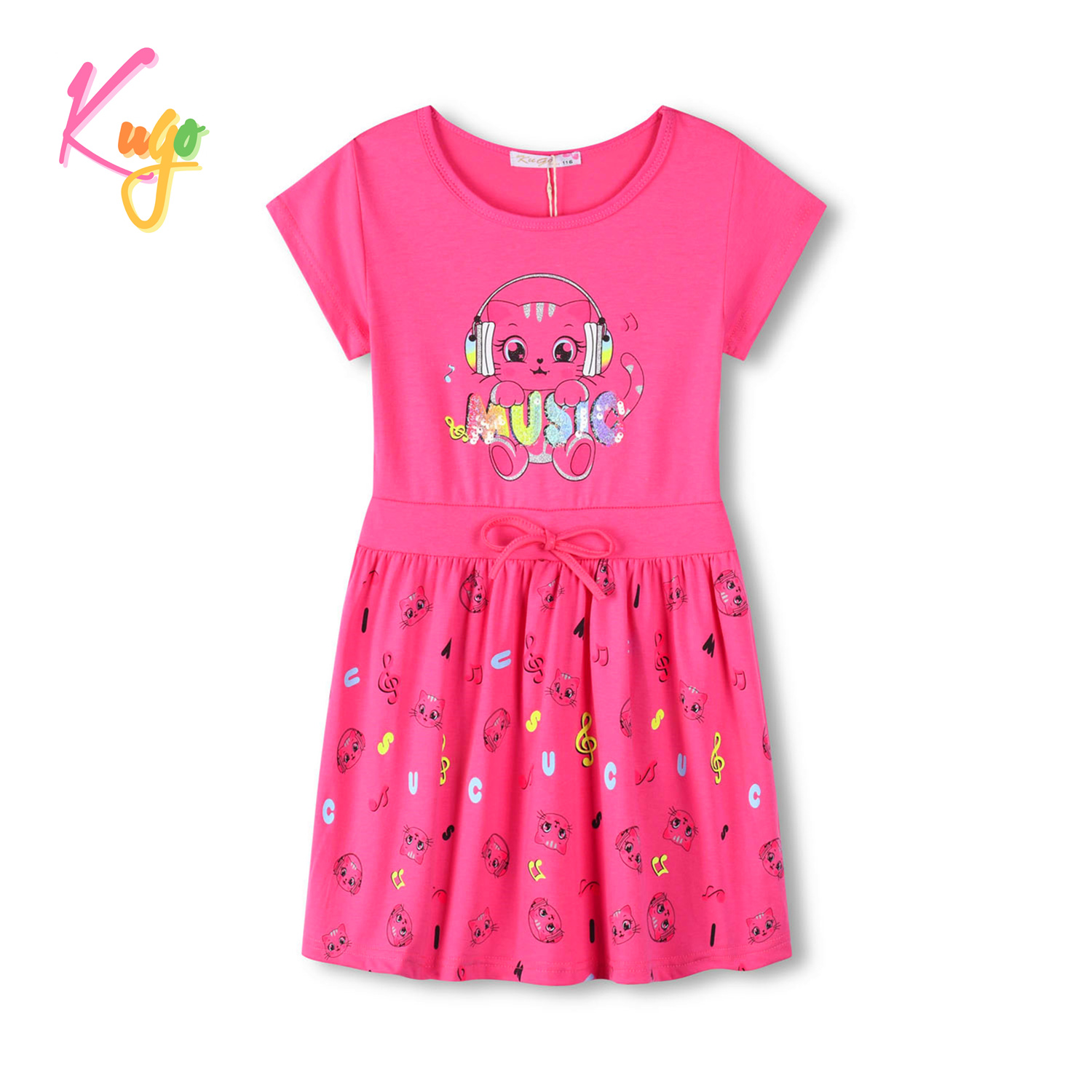 Dívčí šaty - KUGO MS1744, sytě růžová Barva: Růžová, Velikost: 104