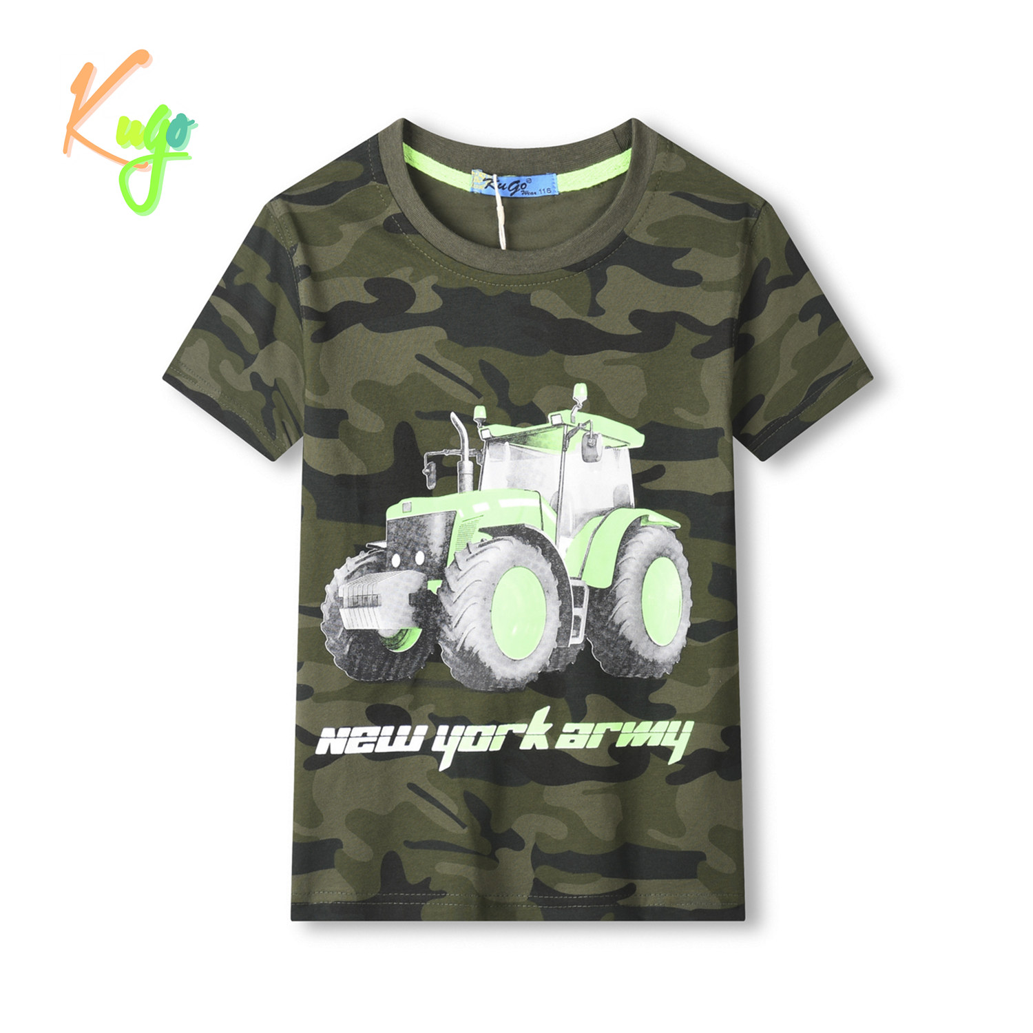 Chlapecké triko - KUGO TM9216, khaki/ zelený bagr Barva: Khaki, Velikost: 110