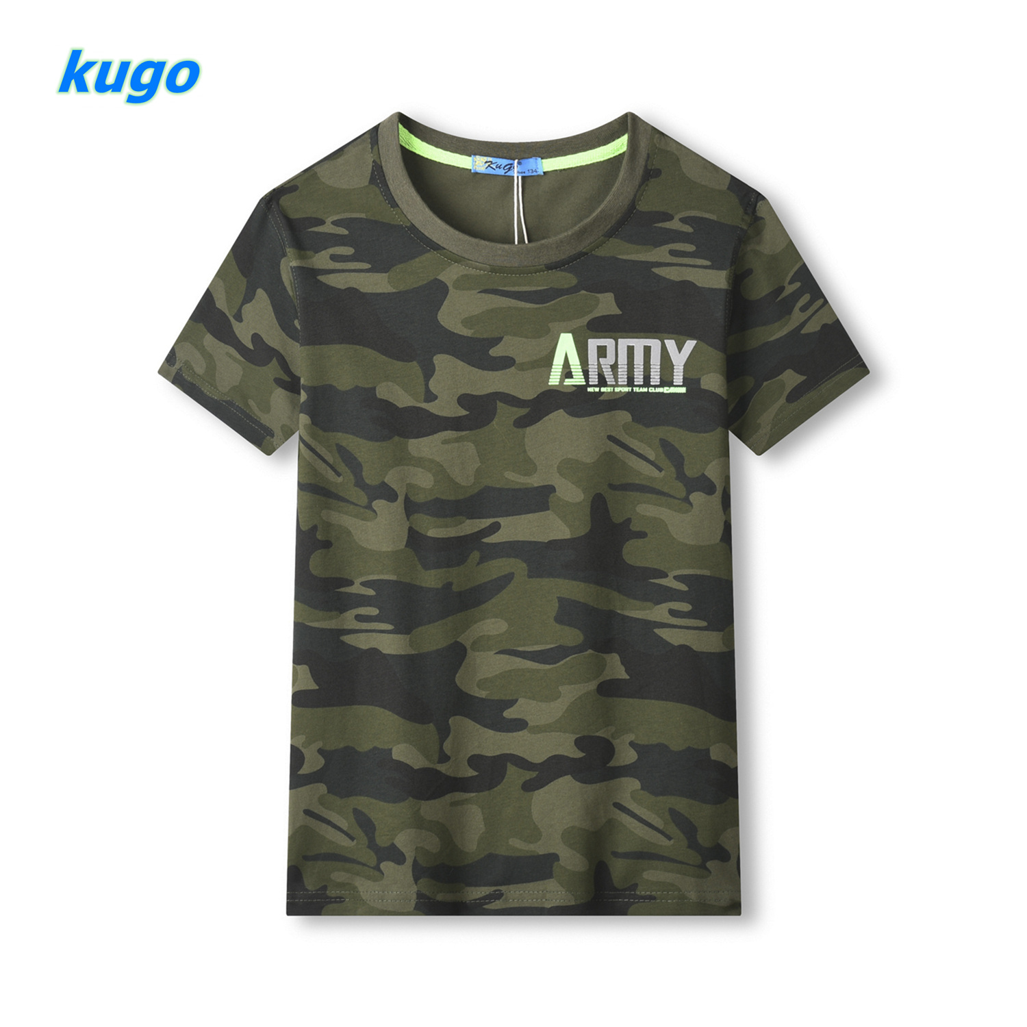 Chlapecké triko - KUGO TM9218, khaki/ tyrkysová aplikace Barva: Khaki, Velikost: 152