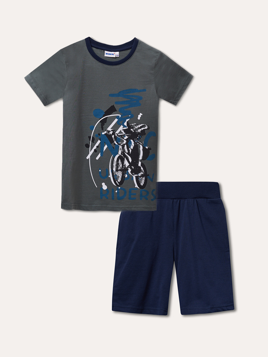 Chlapecké pyžamo - Winkiki WJB 01732, khaki/ tmavě modrá/ 143 Barva: Khaki, Velikost: 152