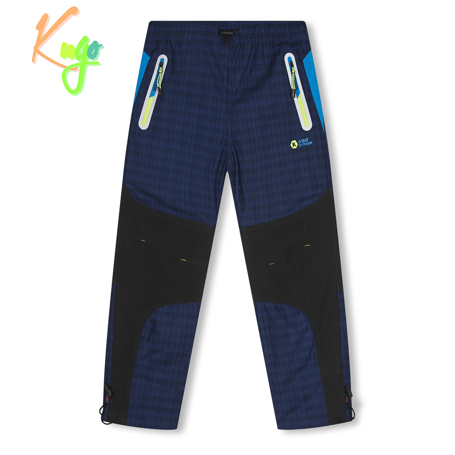 Chlapecké outdoorové kalhoty - KUGO G9651, modrá / signální zip Barva: Modrá, Velikost: 146