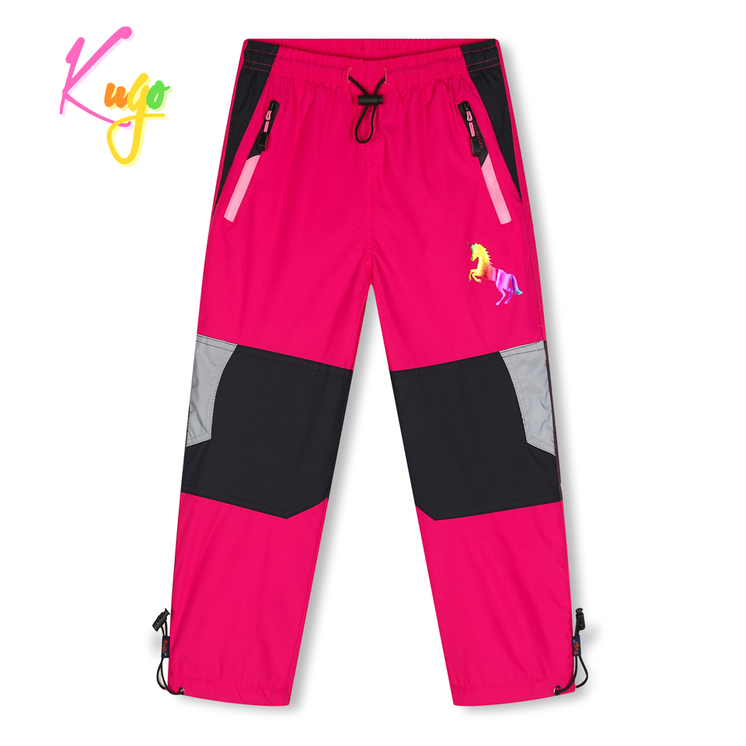 Dívčí šusťákové kalhoty, zateplené - KUGO DK7128, růžová Barva: Růžová, Velikost: 98