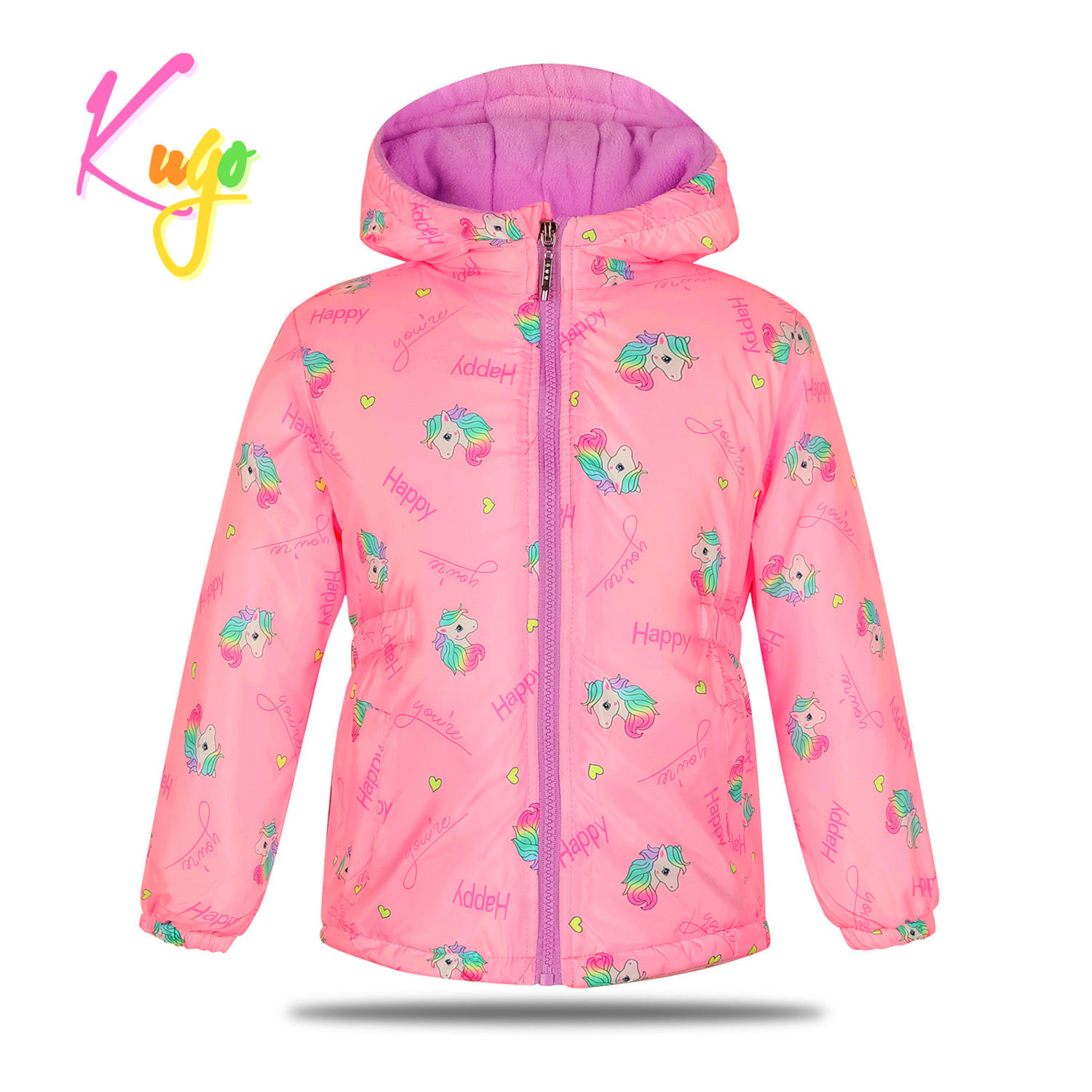Dívčí zimní bunda - KUGO KM9982, růžová Barva: Růžová, Velikost: 98