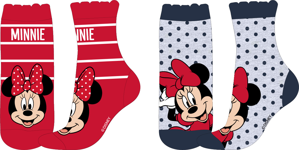 Minnie - licence Dívčí ponožky - Minnie Mouse 52349870, červená/ šedá puntík Barva: Mix barev, Velikost: 31-34