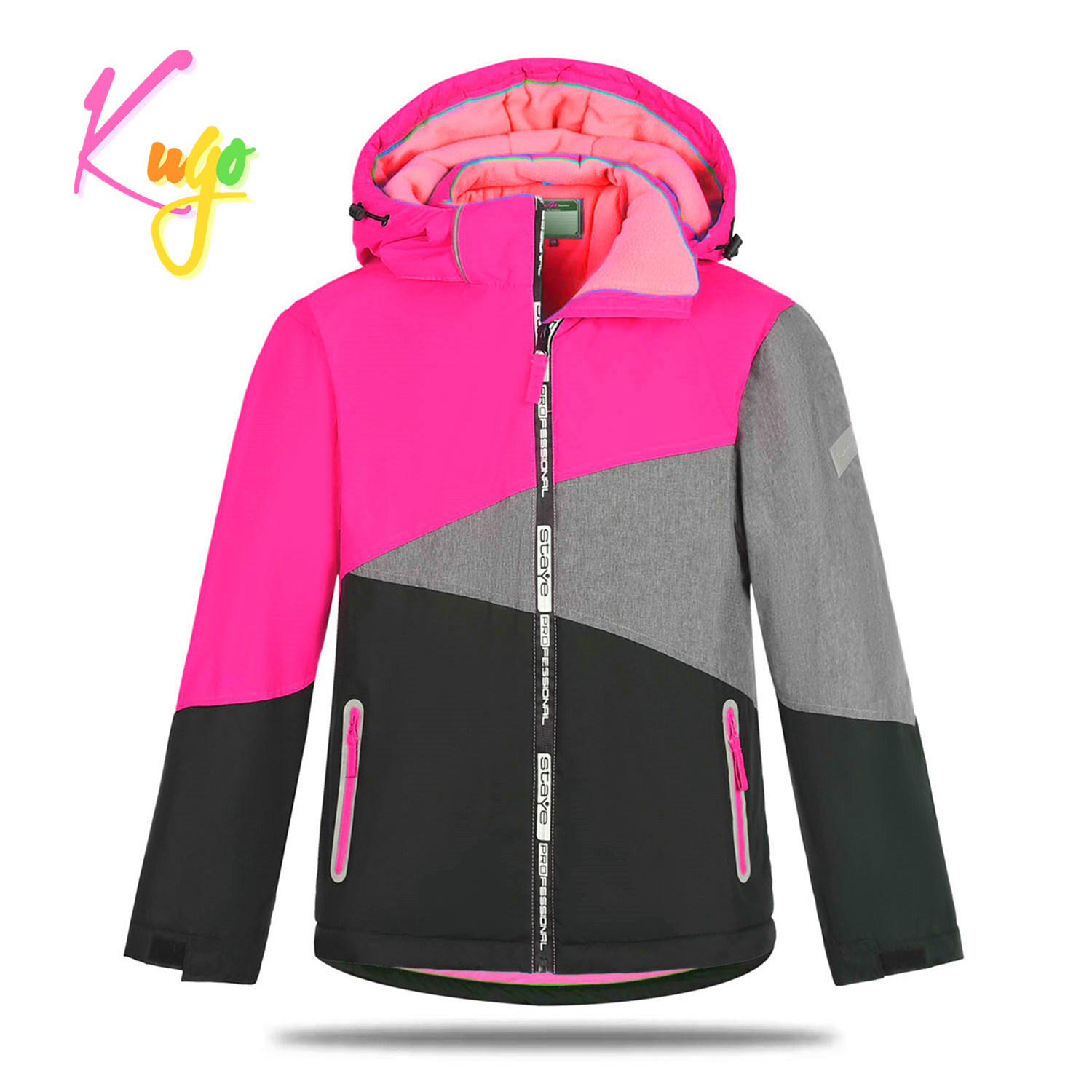 Dívčí zimní bunda - KUGO PB7352, růžová Barva: Růžová, Velikost: 98