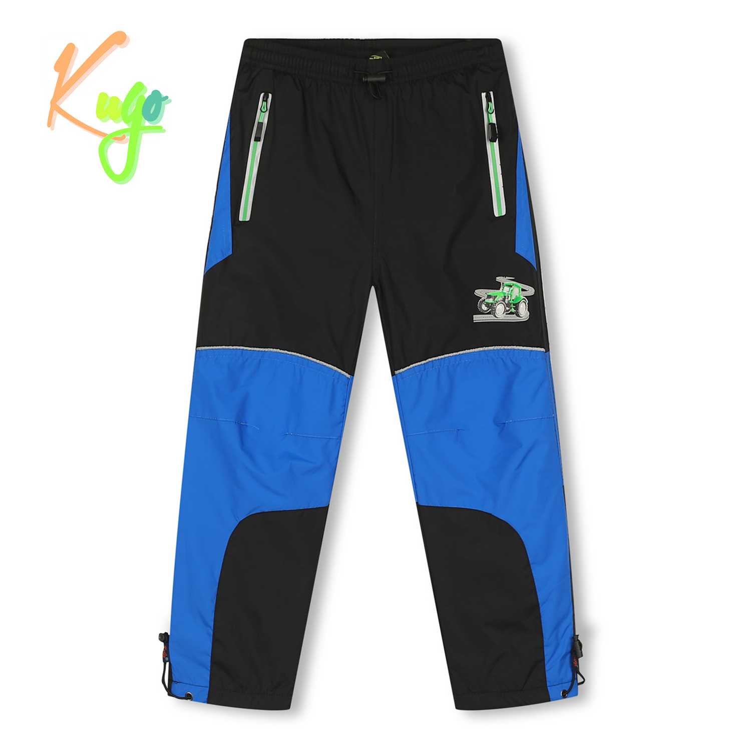 Chlapecké šusťákové kalhoty, zateplené - KUGO DK7126, černá/ zelený zip Barva: Černá, Velikost: 110