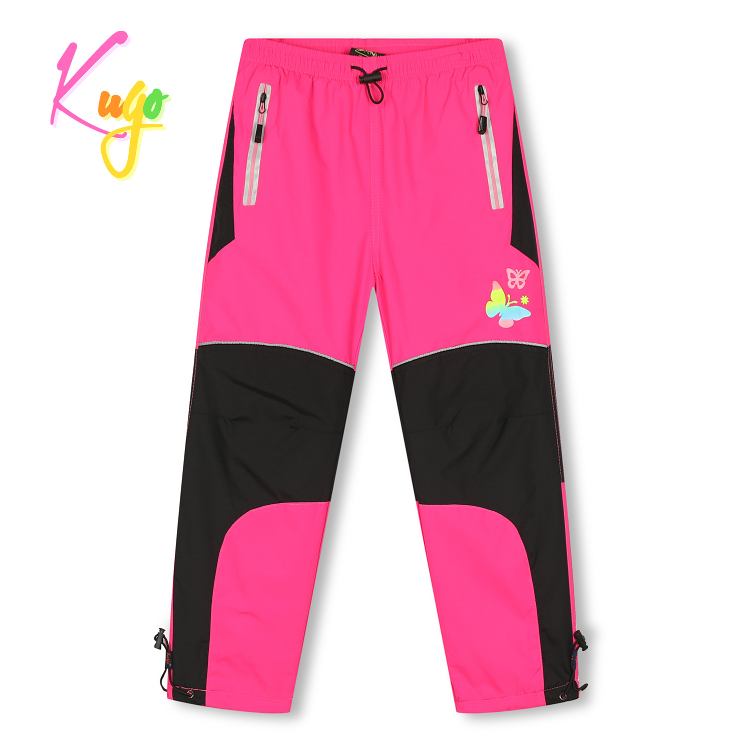 Dívčí šusťákové kalhoty, zateplené - KUGO DK7126, růžová Barva: Růžová, Velikost: 128