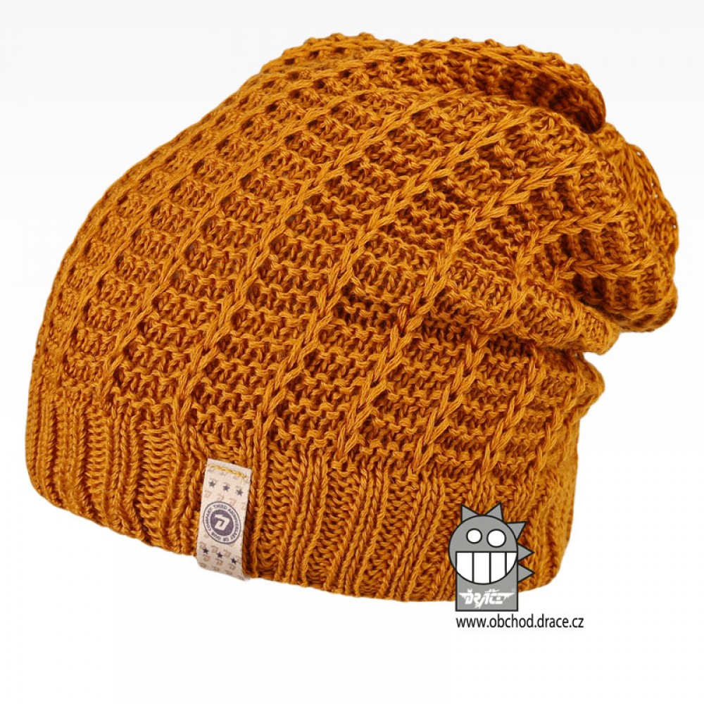 Merino pletená čepice Dráče - Harmony 26, hořčicová Barva: Hnědá, Velikost: 56-58