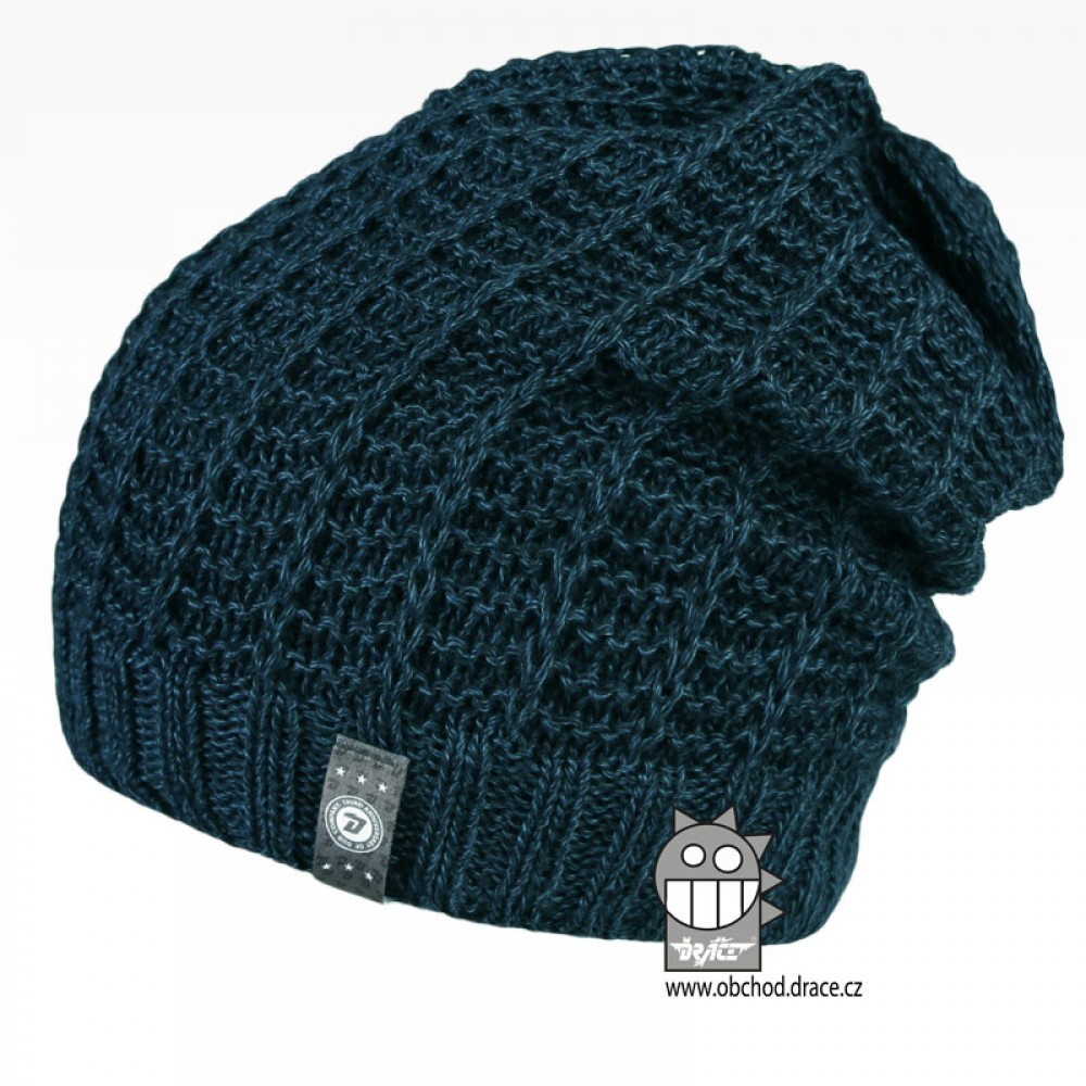 Merino pletená čepice Dráče - Harmony 14, tmavě modrá melír Barva: Modrá tmavě, Velikost: 52-54