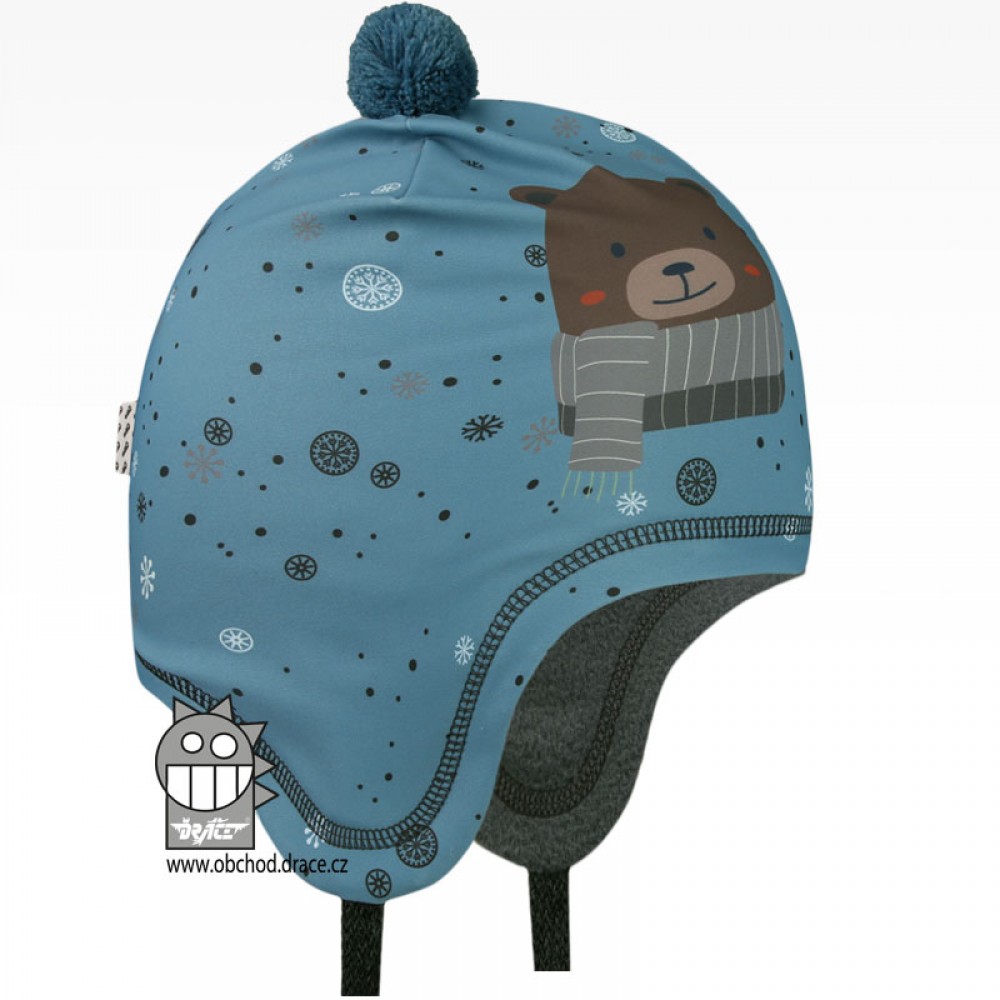 Chlapecká zimní funkční čepice Dráče - Polárka 31, modrá medvěd Barva: Modrá, Velikost: 54-56