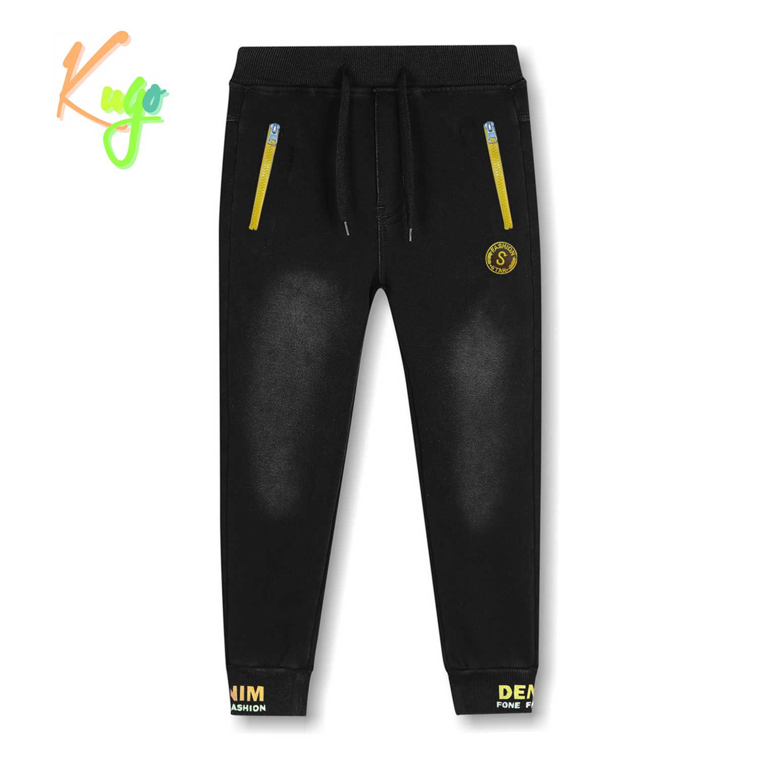Chlapecké riflové kalhoty/ tepláky, zateplené - KUGO CK0922, černá Barva: Černá, Velikost: 116