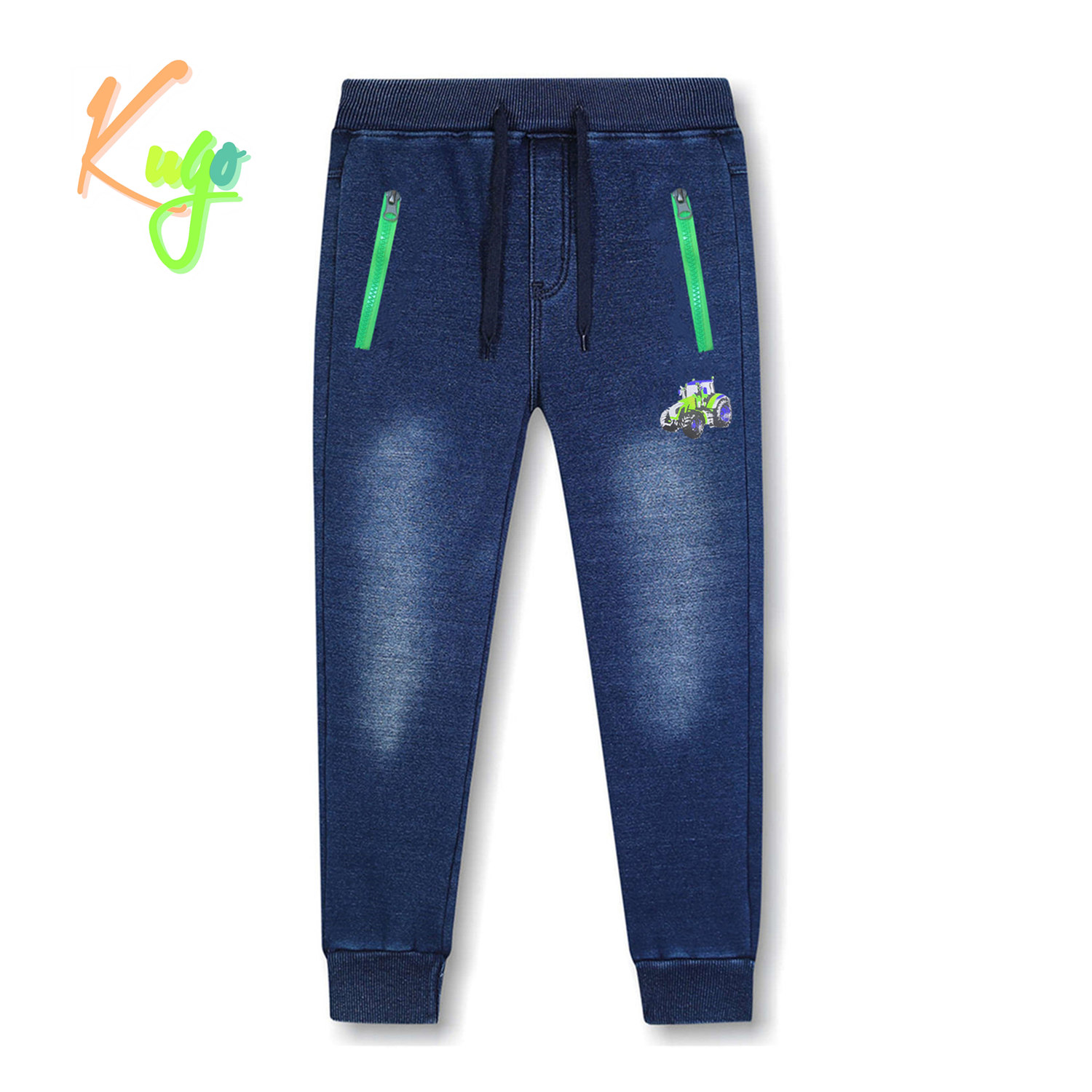 Chlapecké riflové kalhoty/ tepláky, zateplené - KUGO CK0923, modrá Barva: Modrá, Velikost: 98