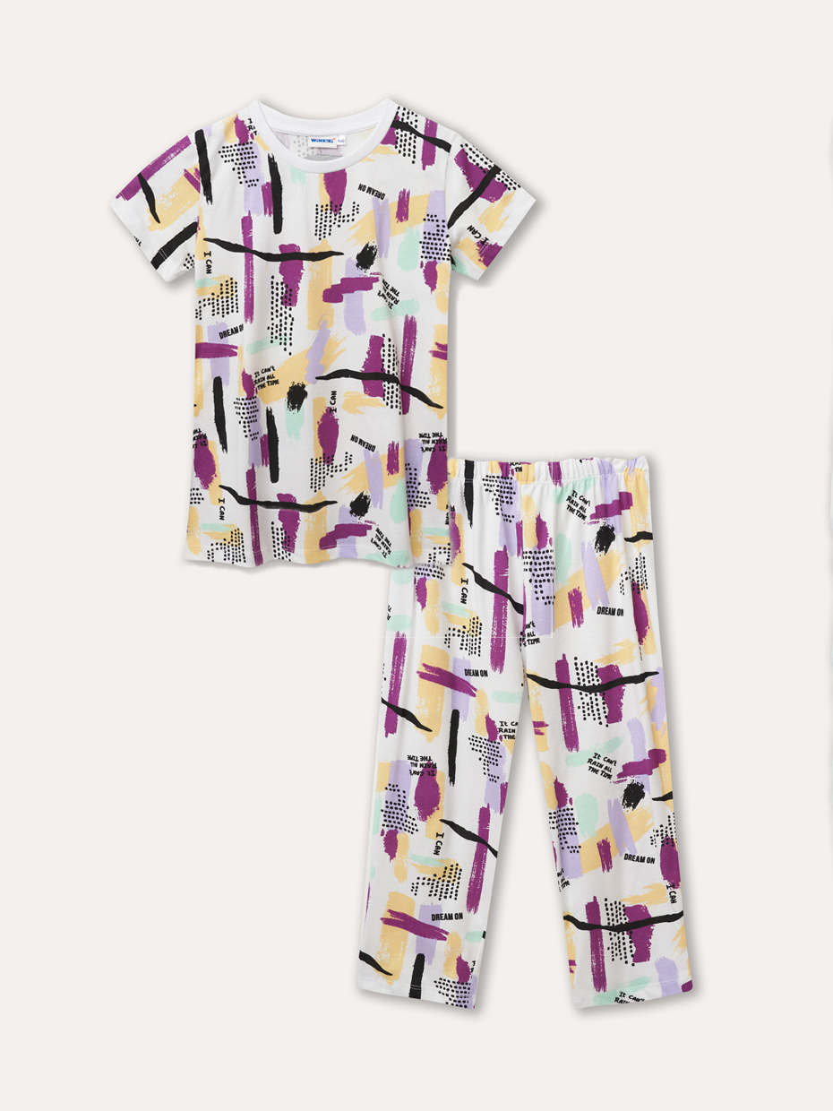 Dívčí pyžamo - Winkiki WJG 22106, bílá/ vzory/ 303 Barva: Bílá, Velikost: 140