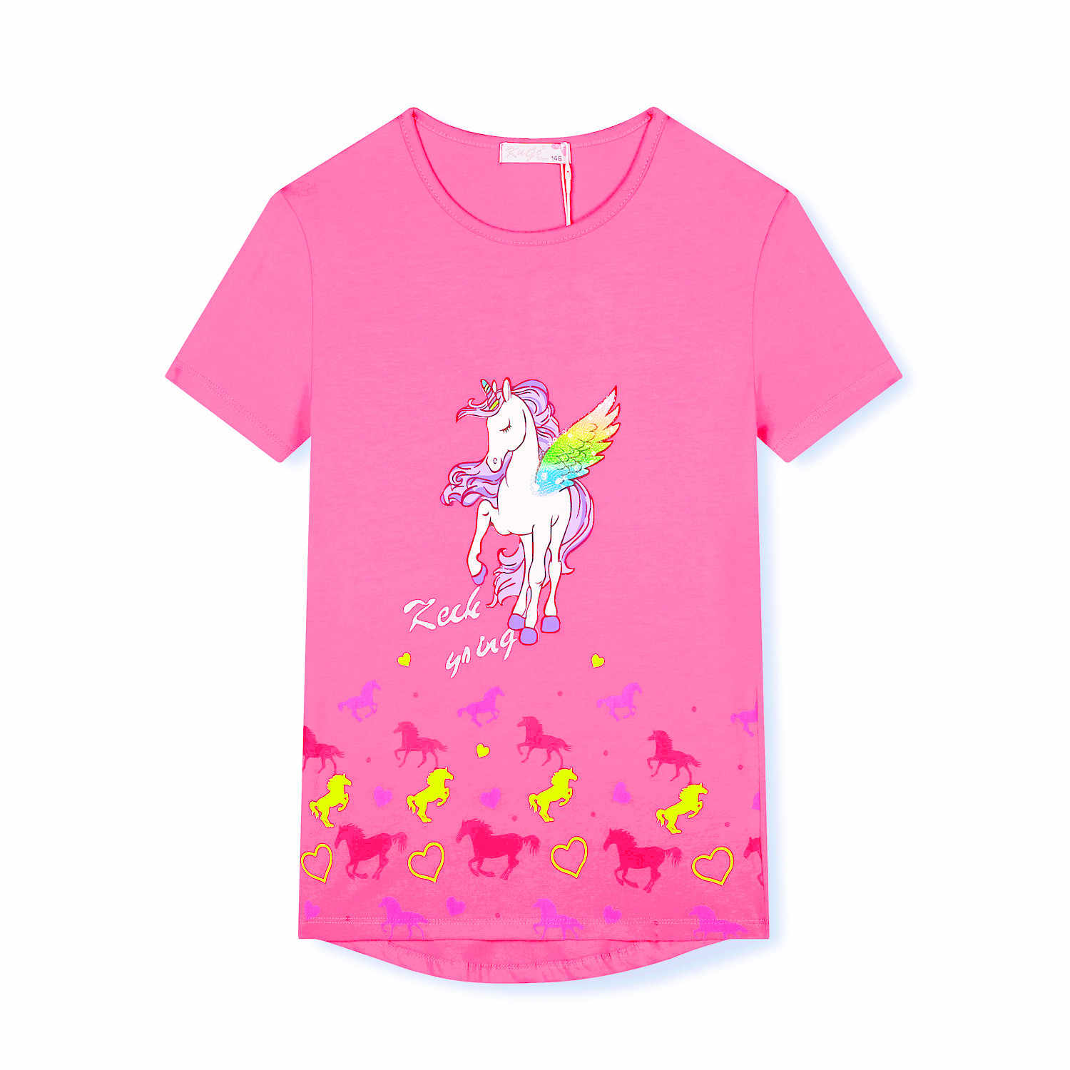 Dívčí tričko - KUGO HC0683, růžová sytě Barva: Růžová, Velikost: 164