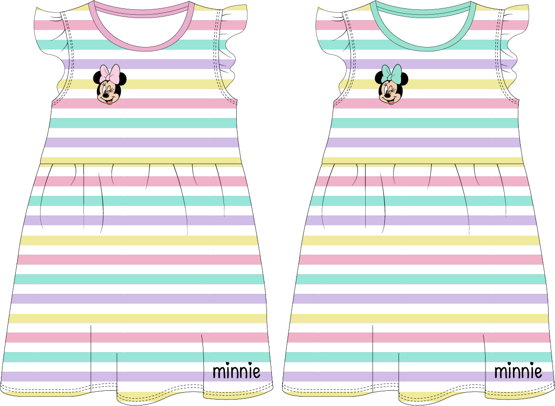 Minnie Mouse - licence Dívčí šaty - Minnie Mouse 52239567, proužek/mentolový lem Barva: Bílá, Velikost: 110