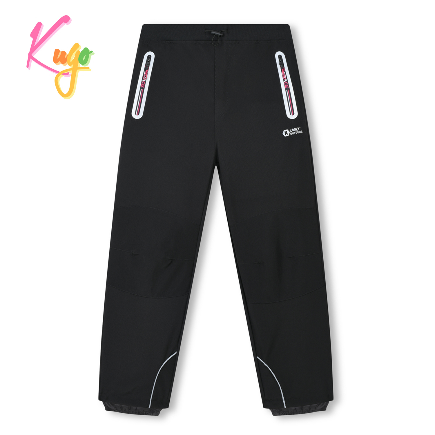 Dívčí softshellové kalhoty - KUGO HK3119, černá / růžové zipy Barva: Černá, Velikost: 134