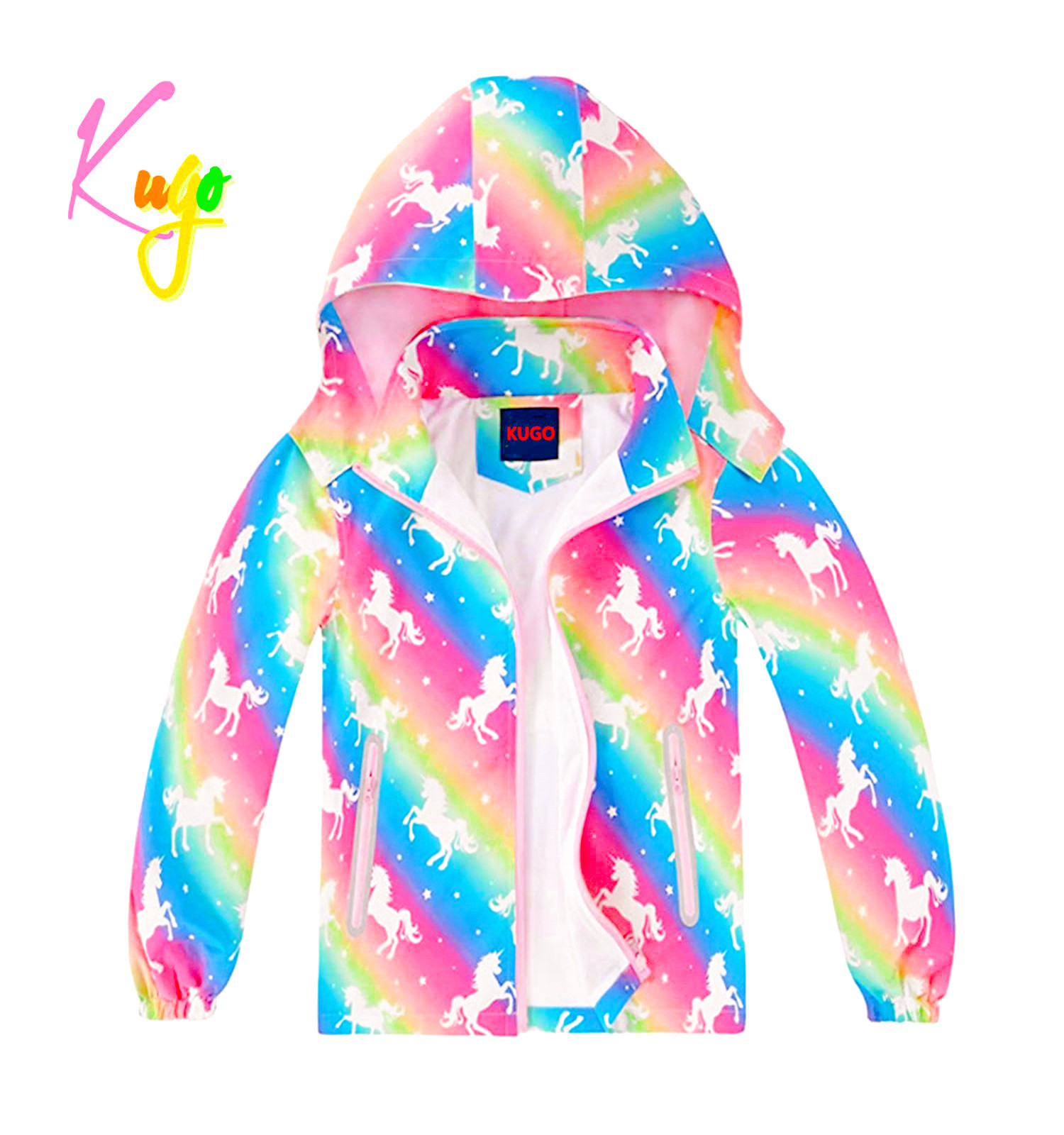 Dívčí jarní, podzimní bunda - KUGO B2848, duhová Barva: Růžová, Velikost: 104