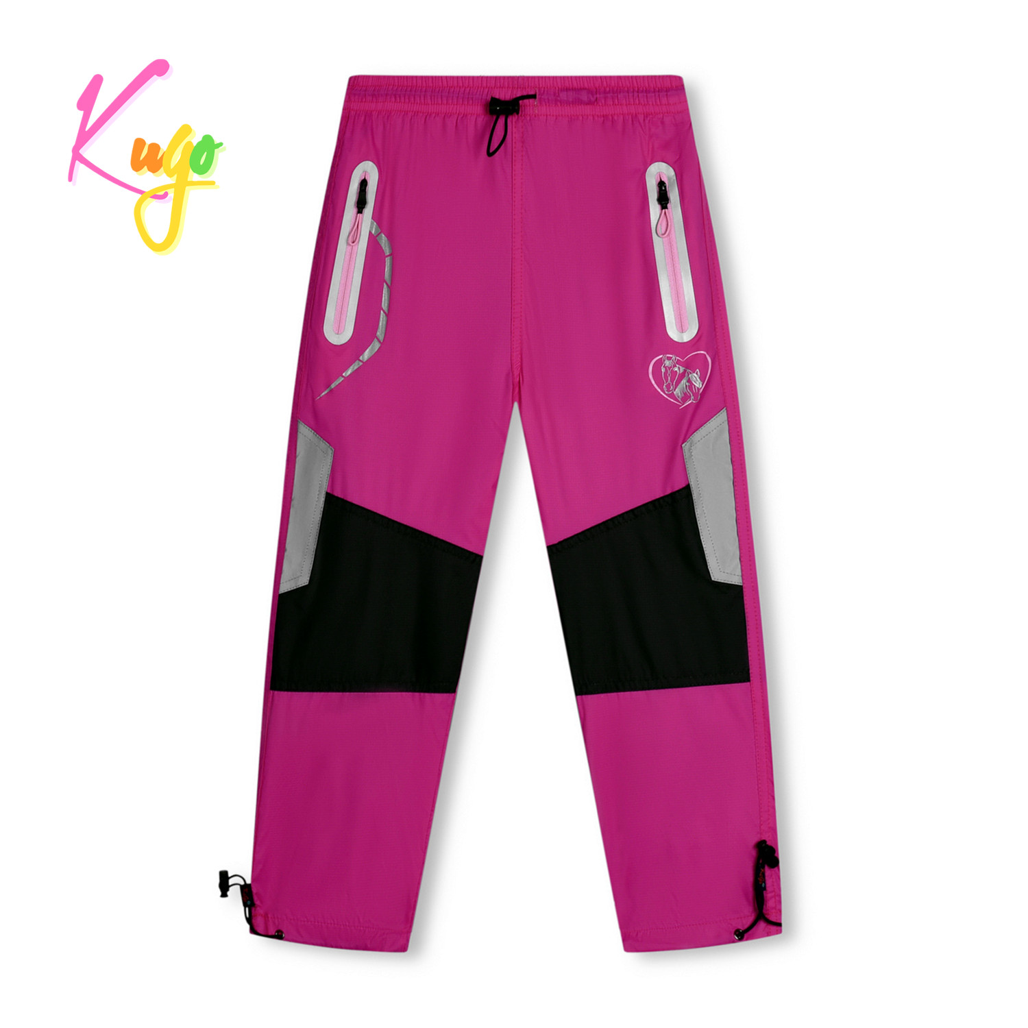 Dívčí šusťákové kalhoty - KUGO SK7737, růžová Barva: Růžová, Velikost: 104
