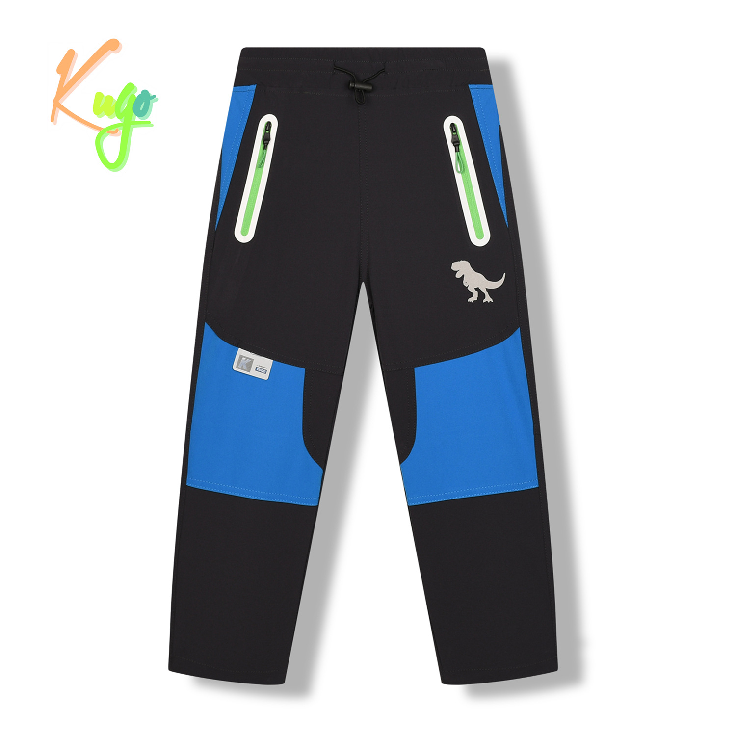 Chlapecké softshellové kalhoty - KUGO HK7576, šedá / zelené zipy Barva: Šedá, Velikost: 98