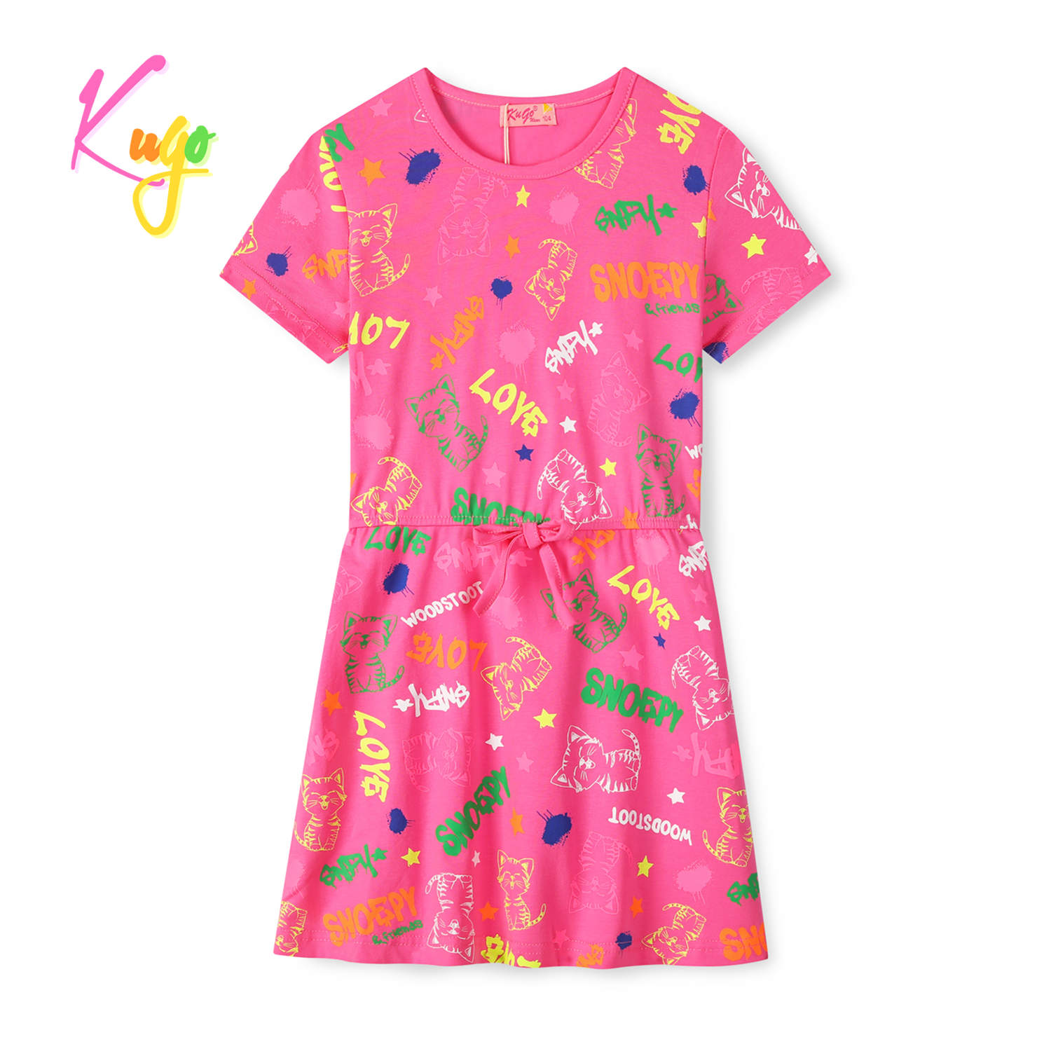 Dívčí šaty - KUGO CS1026, sytě růžová Barva: Růžová, Velikost: 116