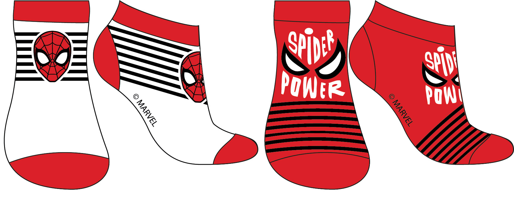 Spider Man - licence Chlapecké kotníkové ponožky - Spider-Man 52341133, červená / bílá Barva: Mix barev, Velikost: 23-26