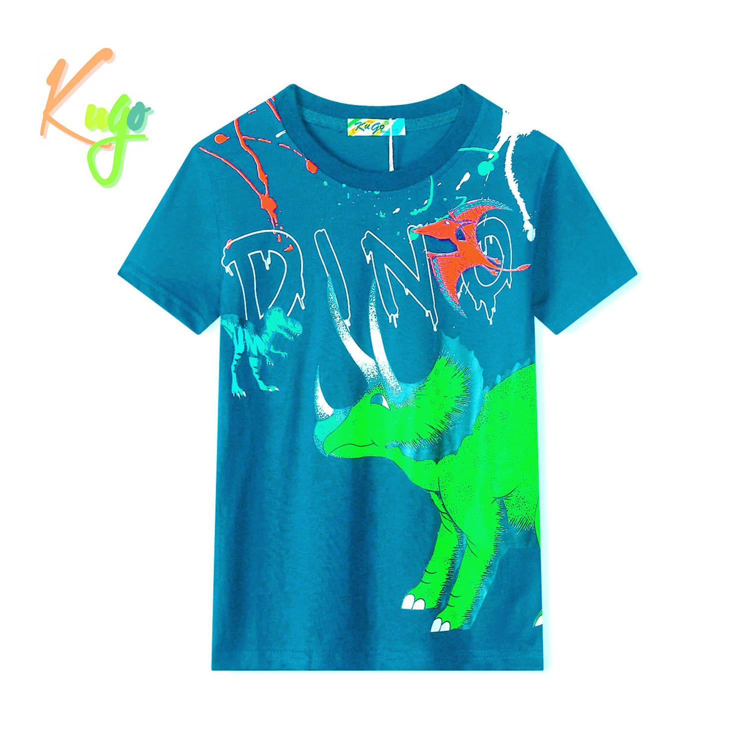 Chlapecké tričko - KUGO TM8571C, tyrkysová Barva: Tyrkysová, Velikost: 98