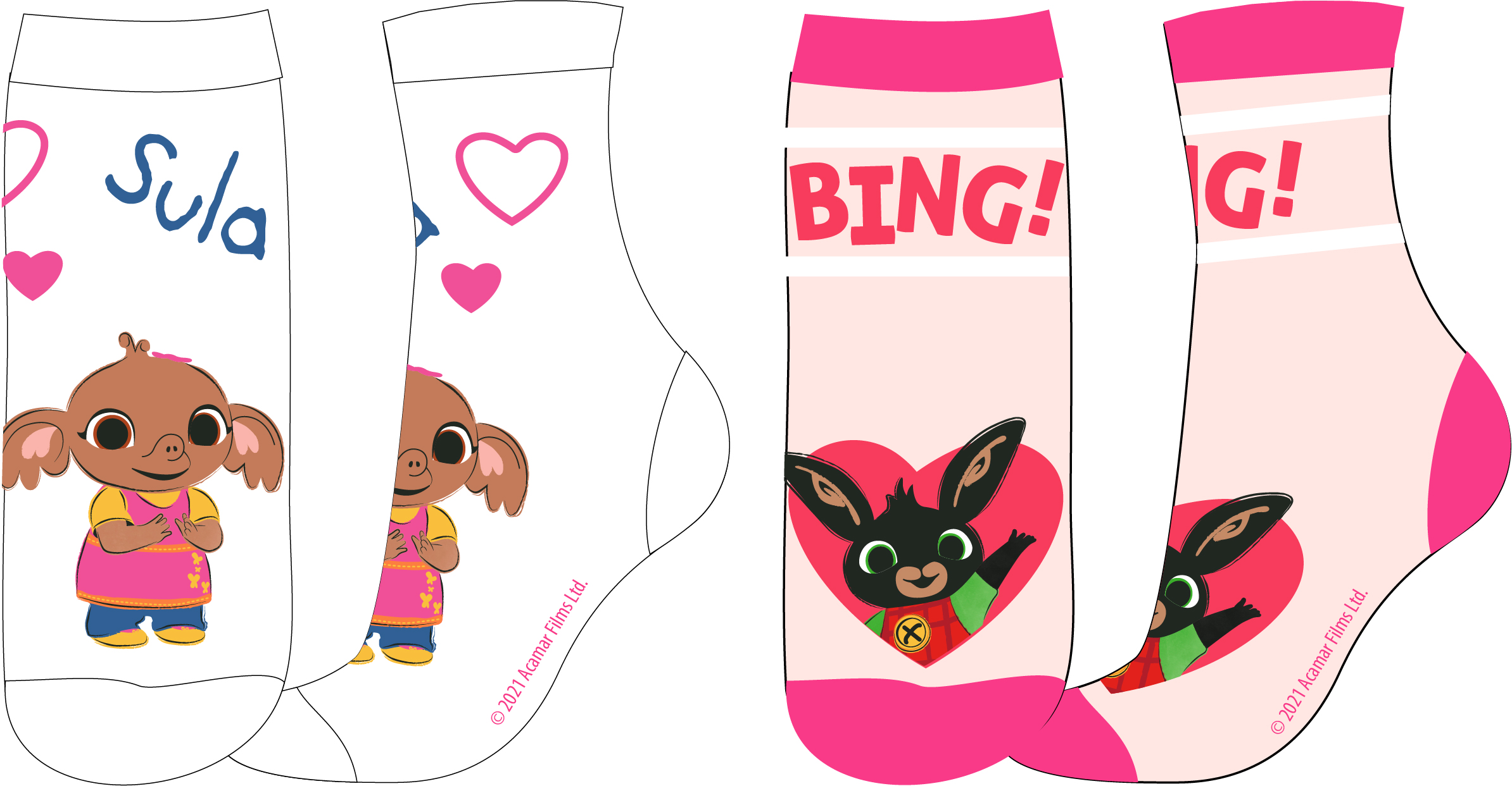 Králíček bing- licence Dívčí ponožky - Králíček Bing 5234105, bílá / růžová Barva: Mix barev, Velikost: 27-30