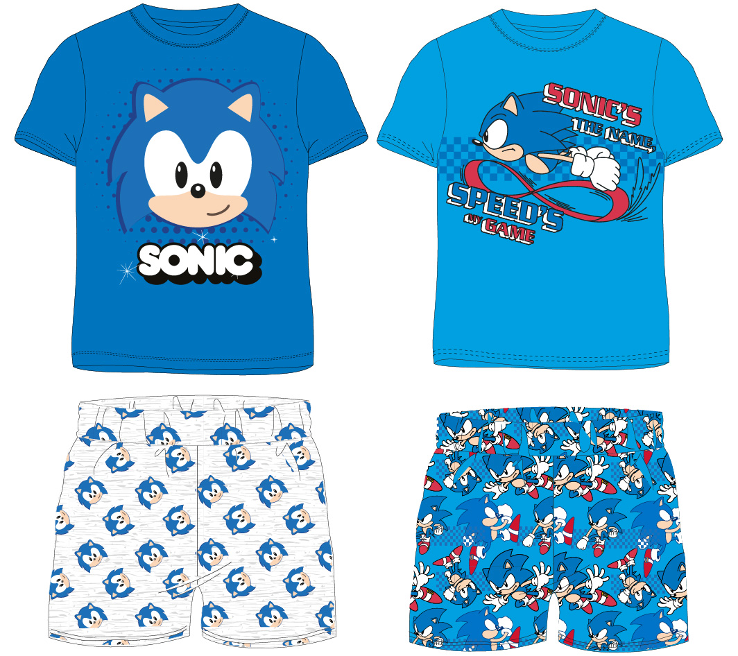 Ježek SONIC - licence Chlapecké pyžamo - Ježek Sonic 5204023, modrá / šedé kraťasy Barva: Modrá, Velikost: 98