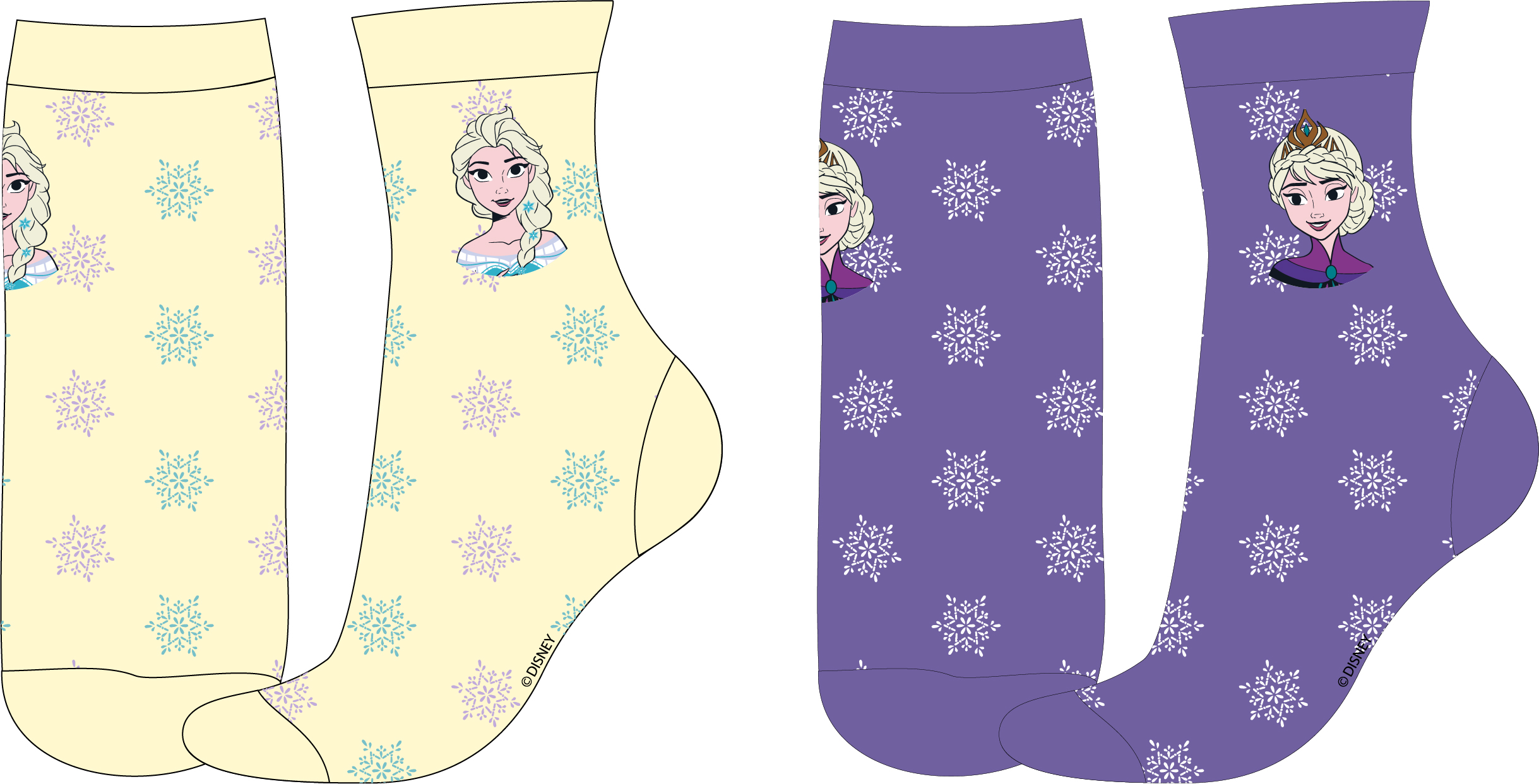 Frozen - licence Dívčí ponožky - Frozen 5234A318, smetanová / fialková Barva: Mix barev, Velikost: 23-26