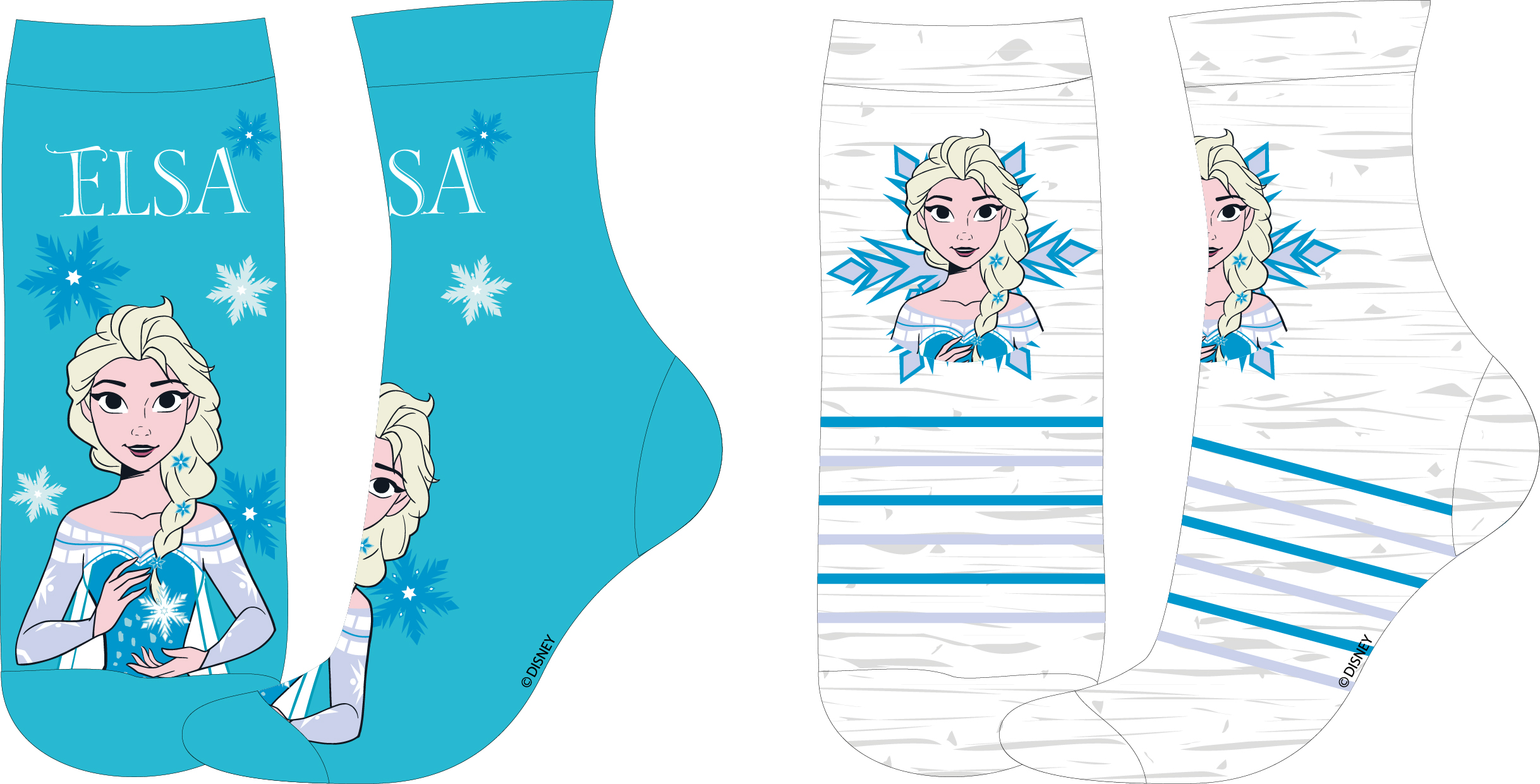 Frozen - licence Dívčí ponožky - Frozen 5234A335, tyrkysová / světle šedý melír Barva: Mix barev, Velikost: 31-34