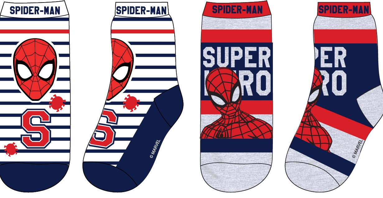 Spider Man - licence Chlapecké ponožky - Spider-Man 52341348, bílá / šedý melír Barva: Mix barev, Velikost: 23-26