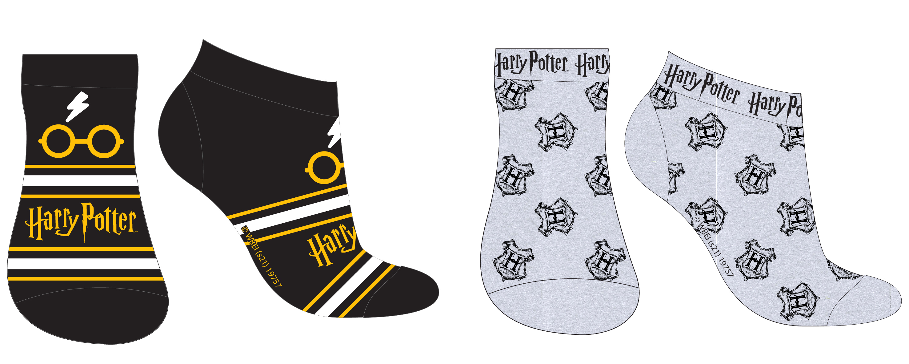Harry Poter - licence Chlapecké kotníkové ponožky - Harry Potter 5234376, černá / šedá Barva: Mix barev, Velikost: 31-34