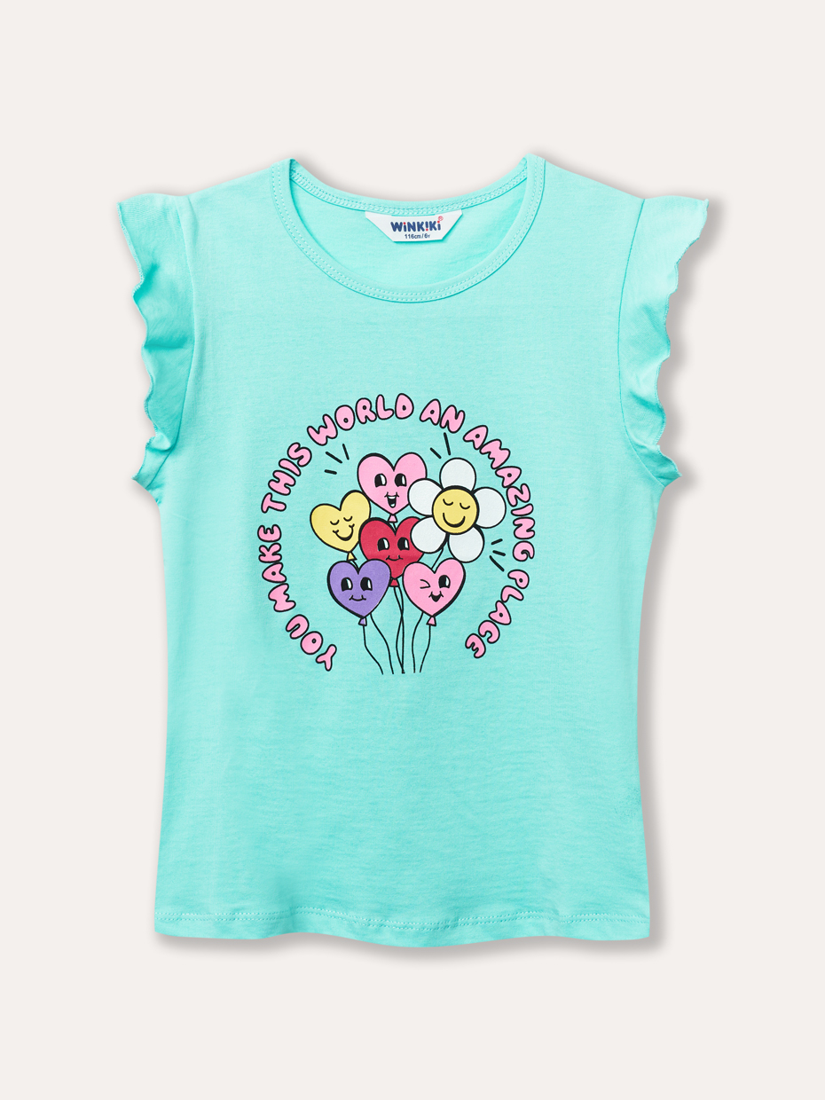 Dívčí tričko - Winkiki WKG 31101, světle tyrkysová Barva: Tyrkysová, Velikost: 122