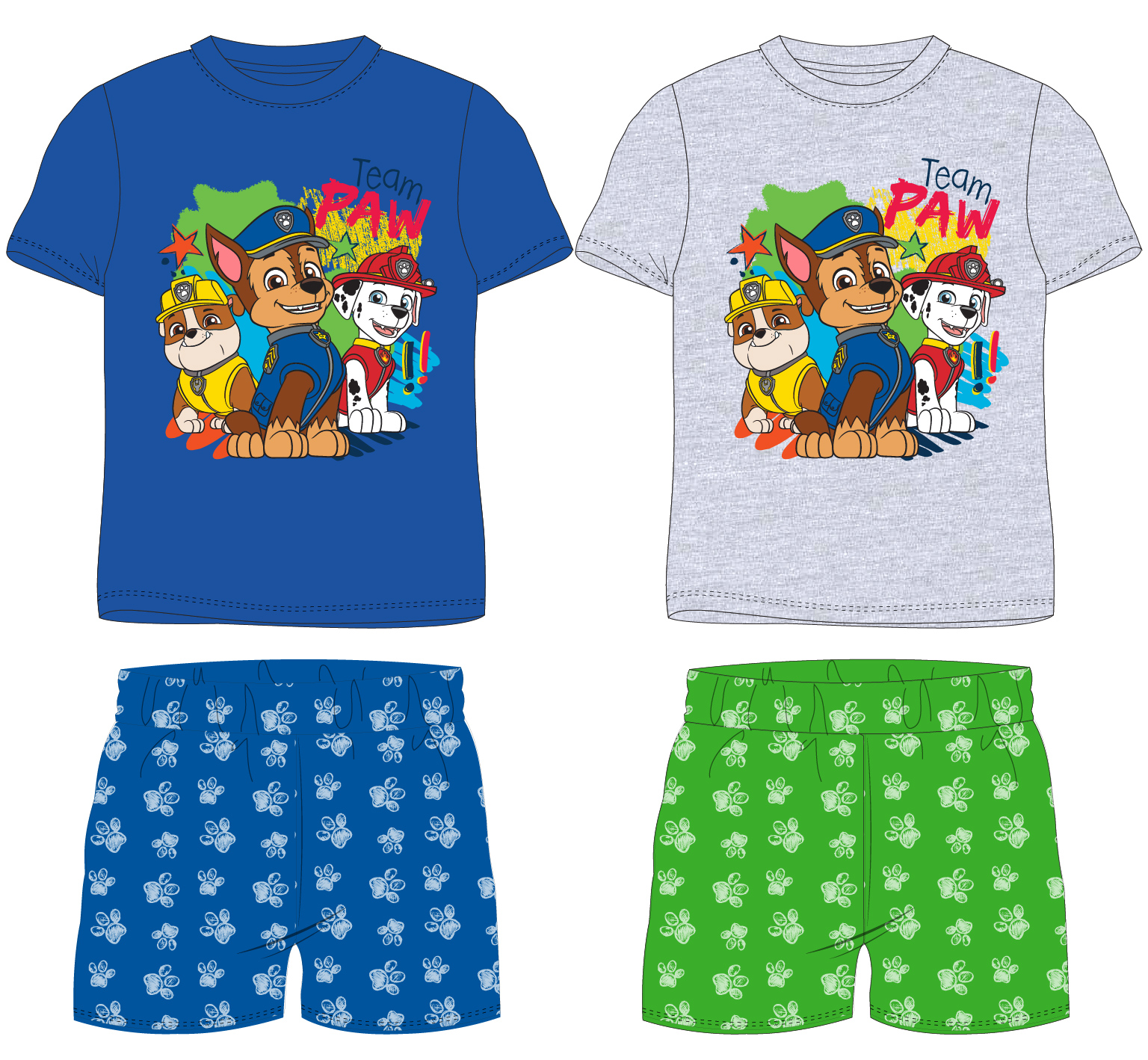 Paw Patrol - Tlapková patrola -Licence Chlapecké pyžamo - Paw Patrol 52042138, šedý melír / zelená Barva: Šedá, Velikost: 128