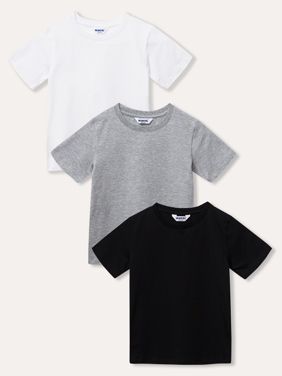Dětská trička / set - Winkiki WAU 33101, bílá, černá, šedý melír Barva: Mix barev, Velikost: 170