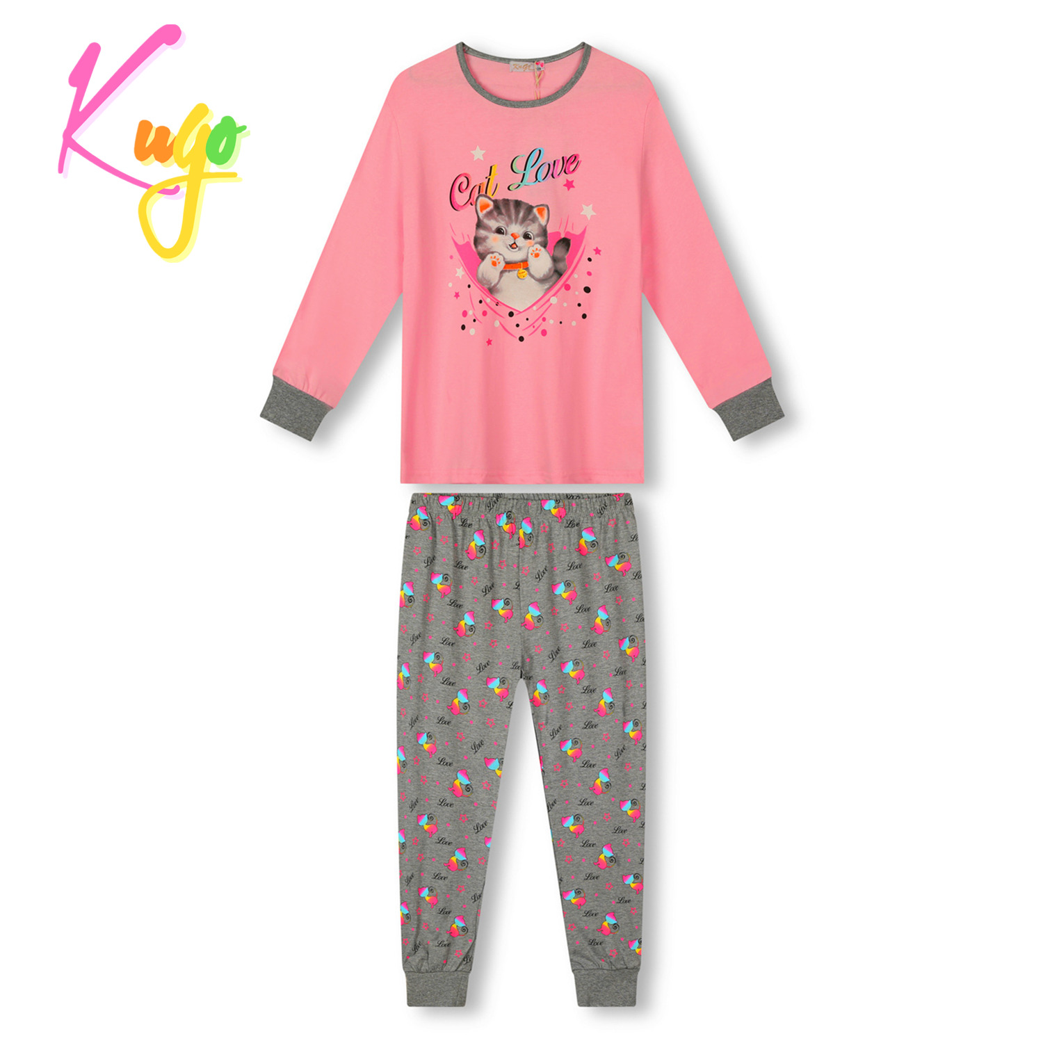 Dívčí pyžamo - KUGO MP1753, světle růžová / šedá Barva: Růžová, Velikost: 110