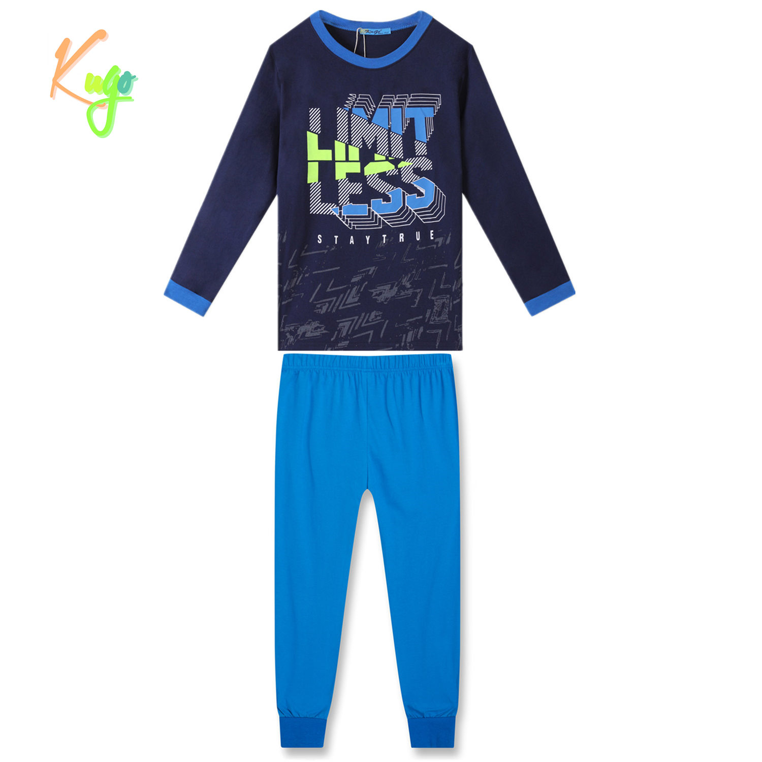 Chlapecké pyžamo - KUGO MP3783, tmavě modrá Barva: Modrá tmavě, Velikost: 152