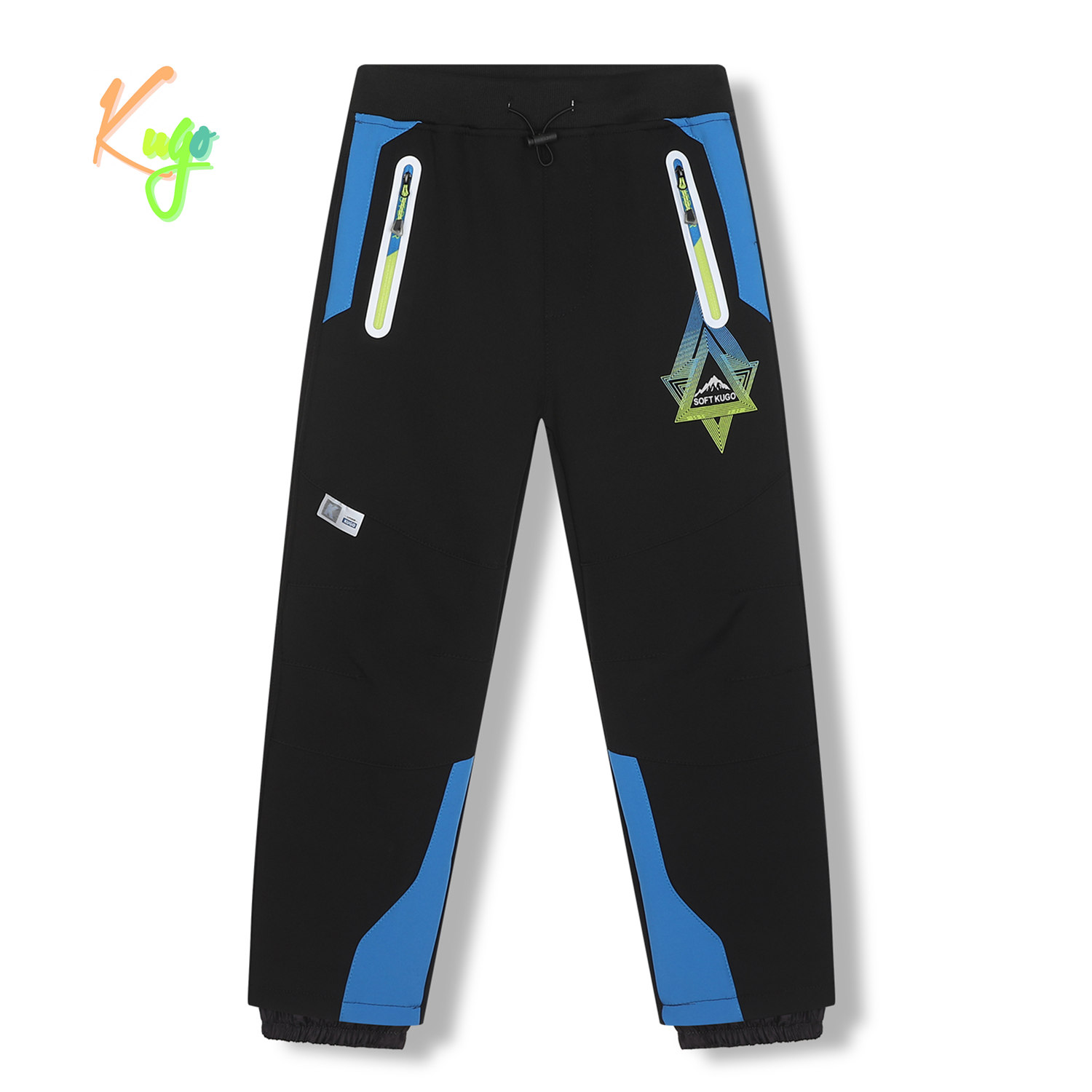 Chlapecké softshellové kalhoty, zateplené - KUGO HK5620, černá / modrá aplikace Barva: Černá, Velikost: 134