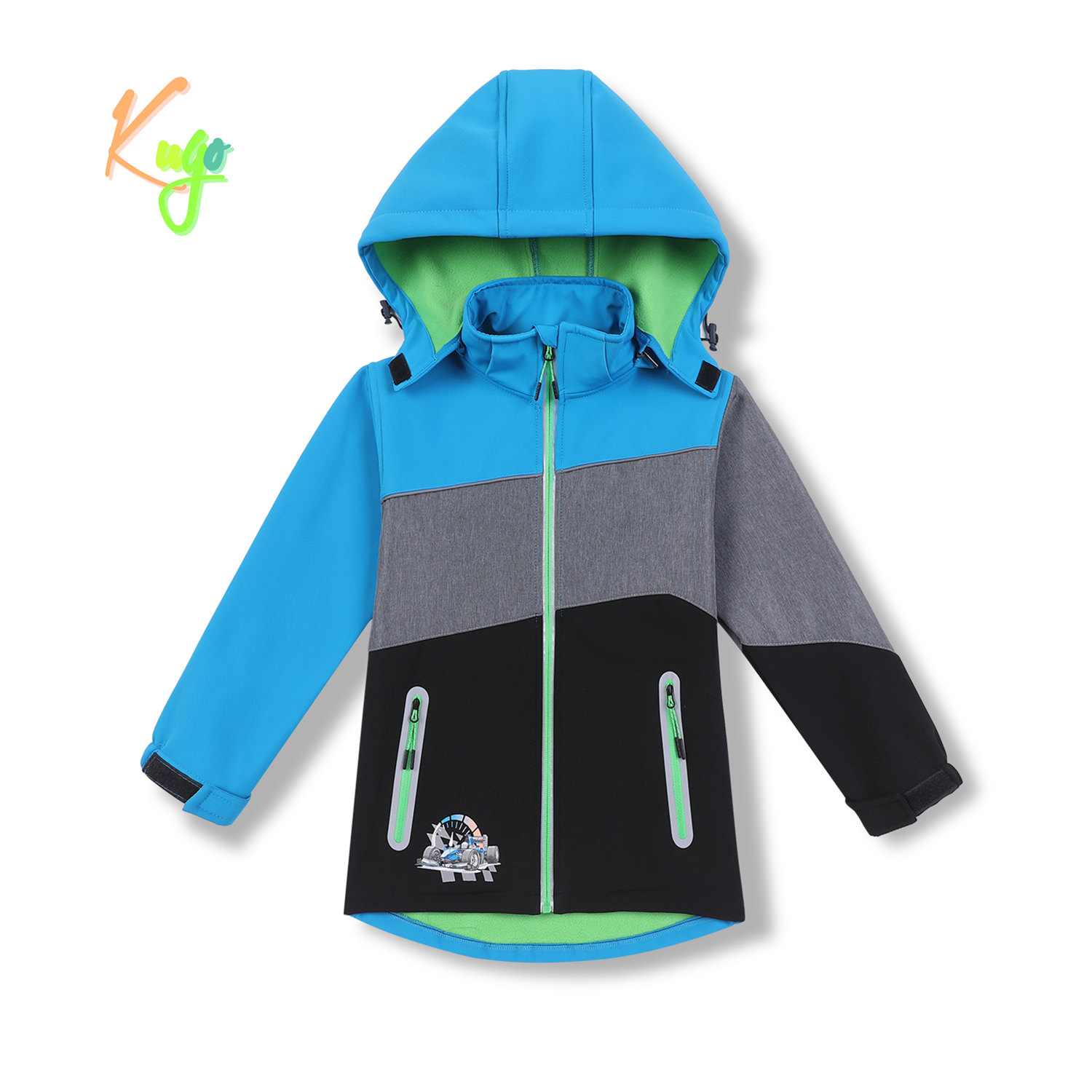 Chlapecká softshellová bunda, zateplená - KUGO HK5602, tyrkysová / šedá / černá Barva: Tyrkysová, Velikost: 116