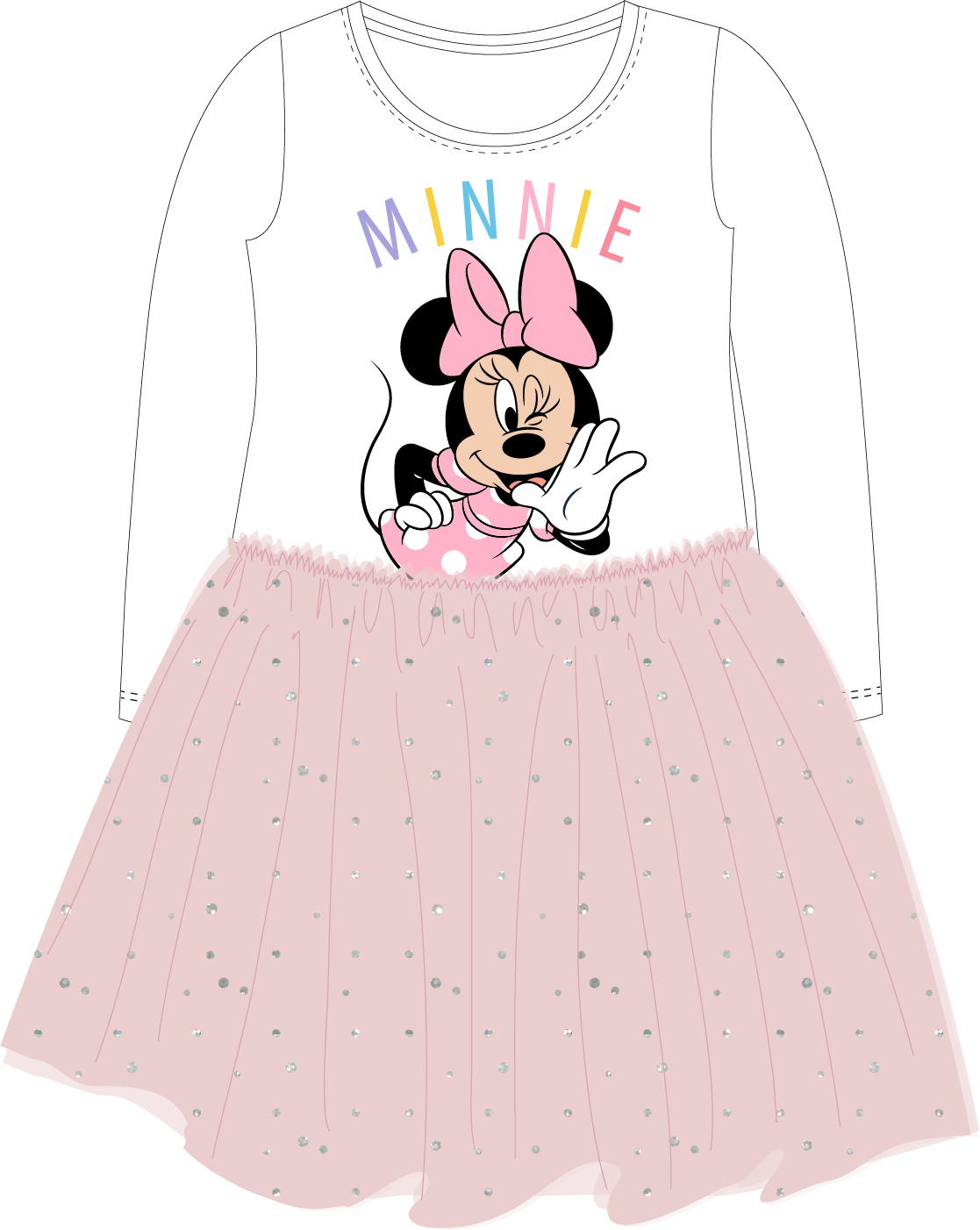 Minnie Mouse - licence Dívčí šaty - Minnie Mouse 5223B217, bílá / růžová Barva: Bílá, Velikost: 98