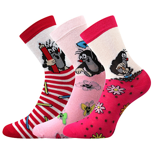 Dívčí ponožky Boma - Krtek, růžová / bílá Barva: Růžová, Velikost: 30-34