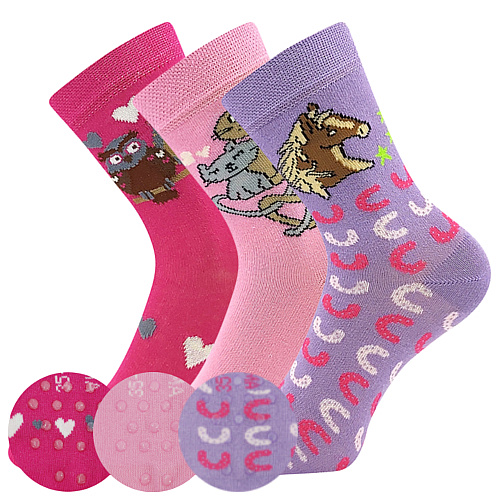 Dívčí ponožky Boma - Filip 05 ABS, růžová, fialková Barva: Růžová, Velikost: 25-29
