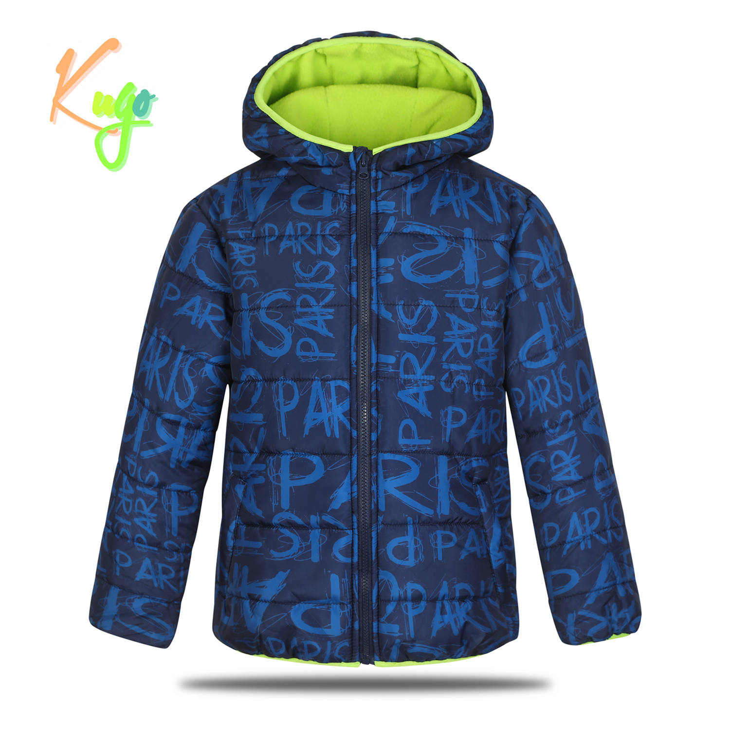 Chlapecká zimní bunda - KUGO FB0316, tmavě modrá Barva: Modrá tmavě, Velikost: 158