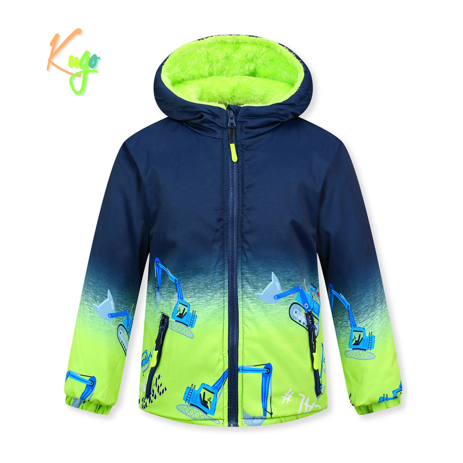Chlapecká zimní bunda - KUGO FB0320, tmavě modrá / signální Barva: Modrá tmavě, Velikost: 98