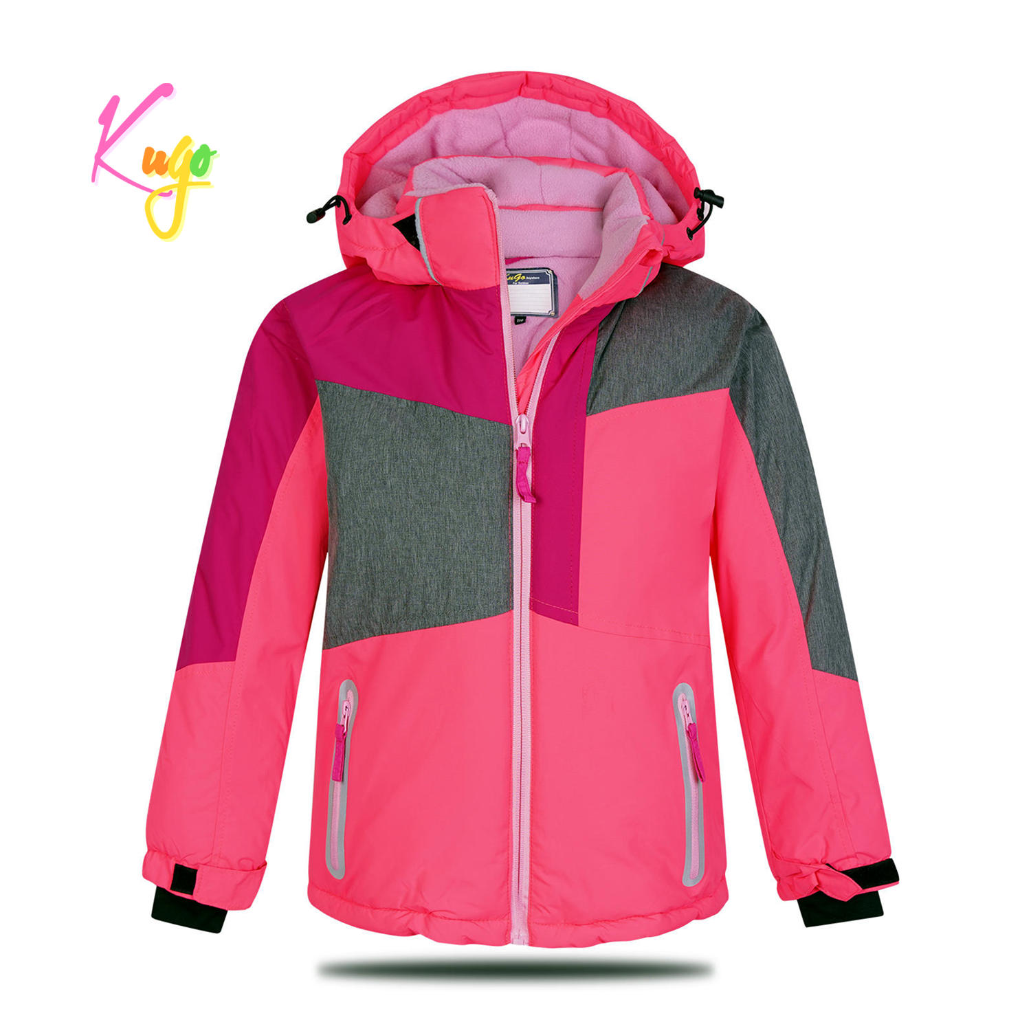 Dívčí zimní bunda - KUGO PB3888, růžová Barva: Růžová, Velikost: 104