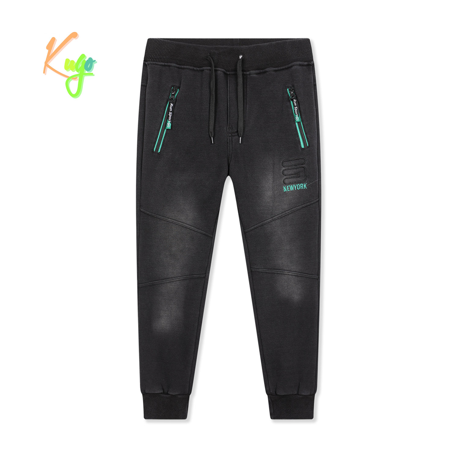 Chlapecké riflové kalhoty/ tepláky, zateplené - KUGO FK0318, černá Barva: Černá, Velikost: 134